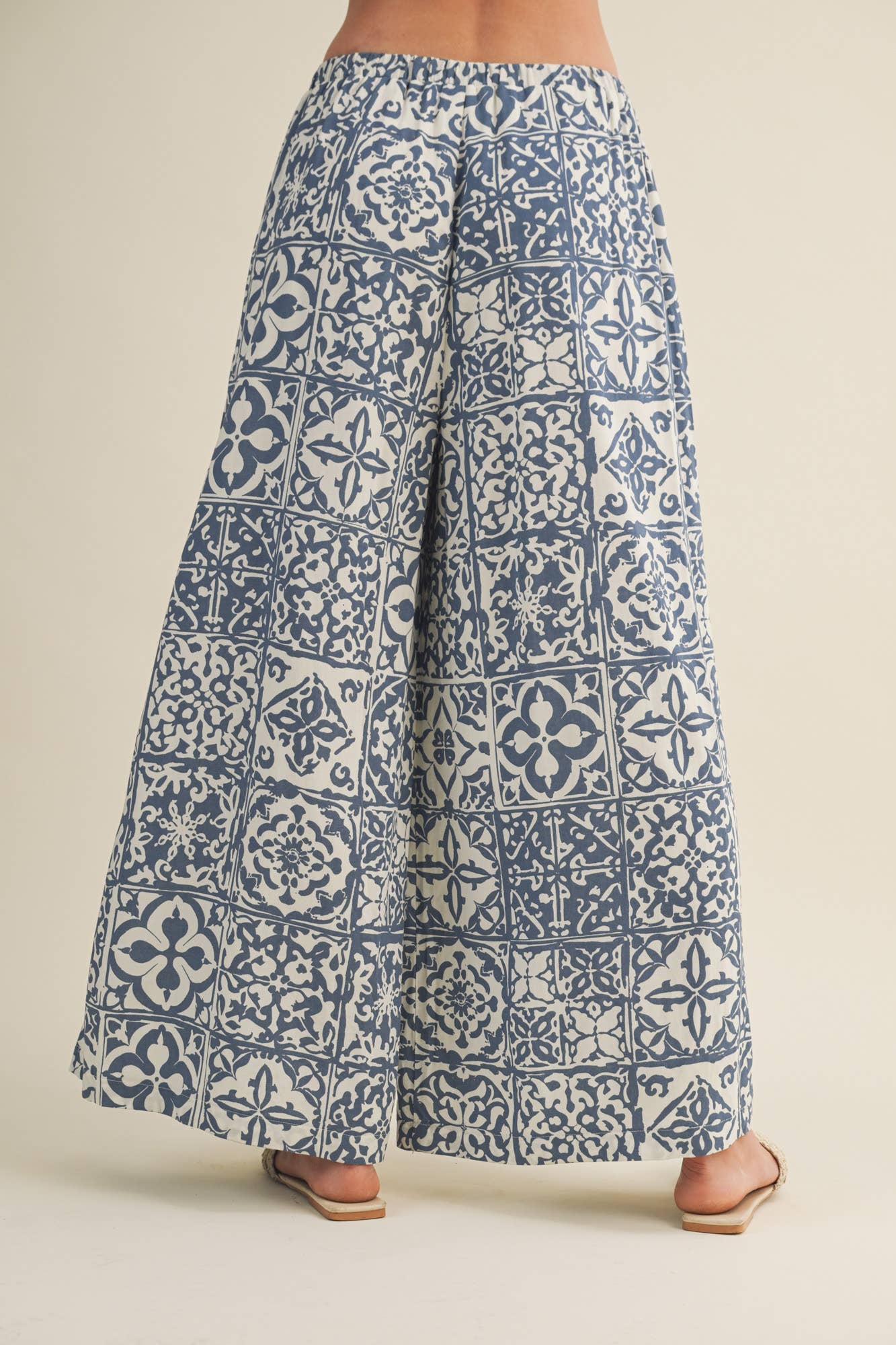 Geometric Tile Print Palazzo Trousers
