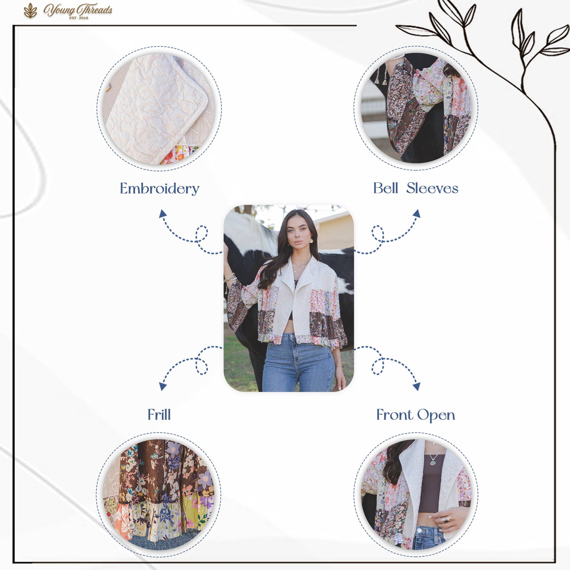 Boho Patchwork Embroidered Summer Shrug Top/ Marlowe