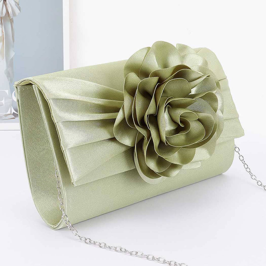 Satin Flower Party Clutch