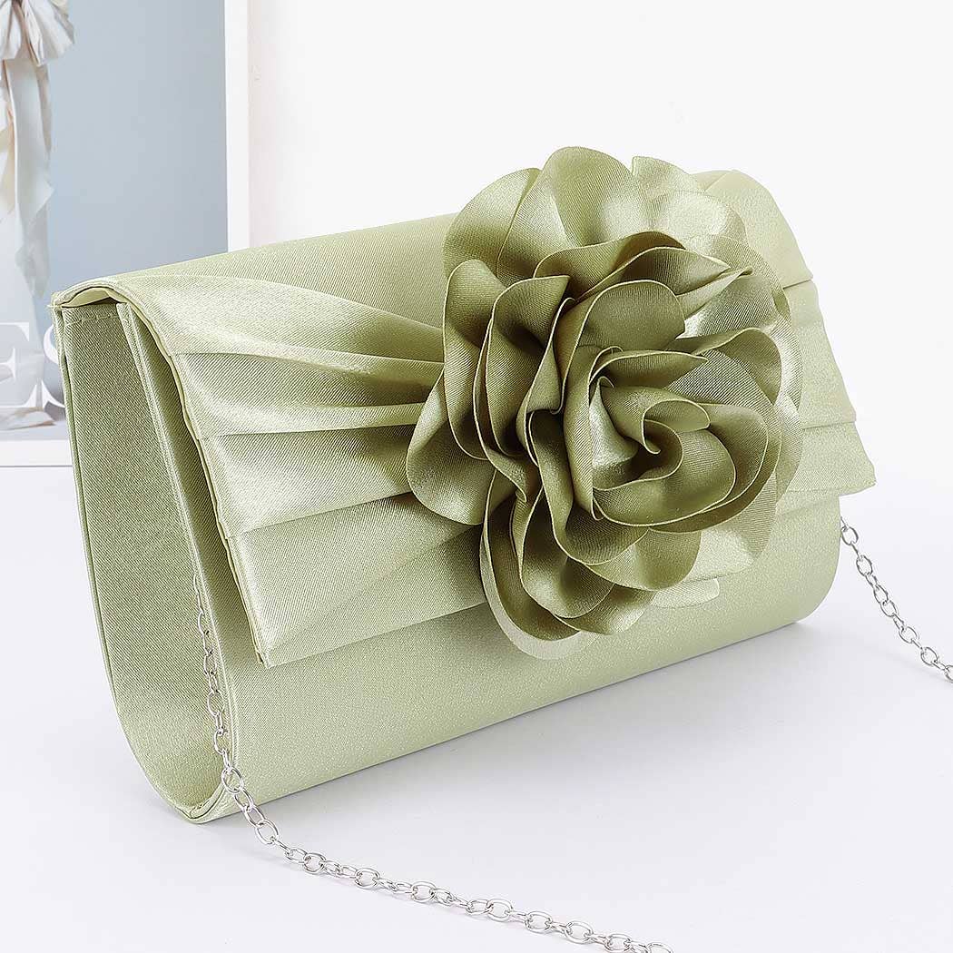 Satin Flower Party Clutch