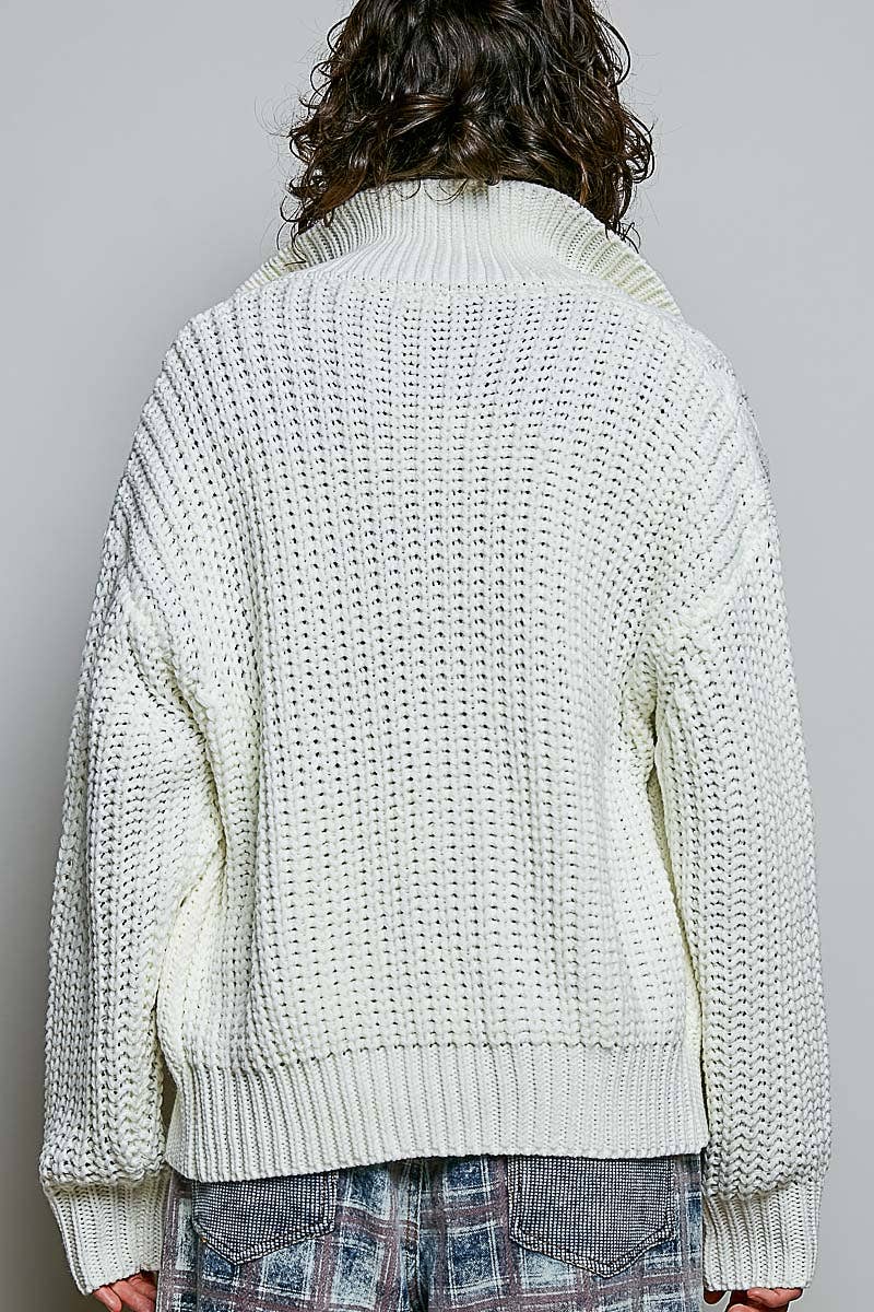 Genevieve Cable Knit Zip Cardigan