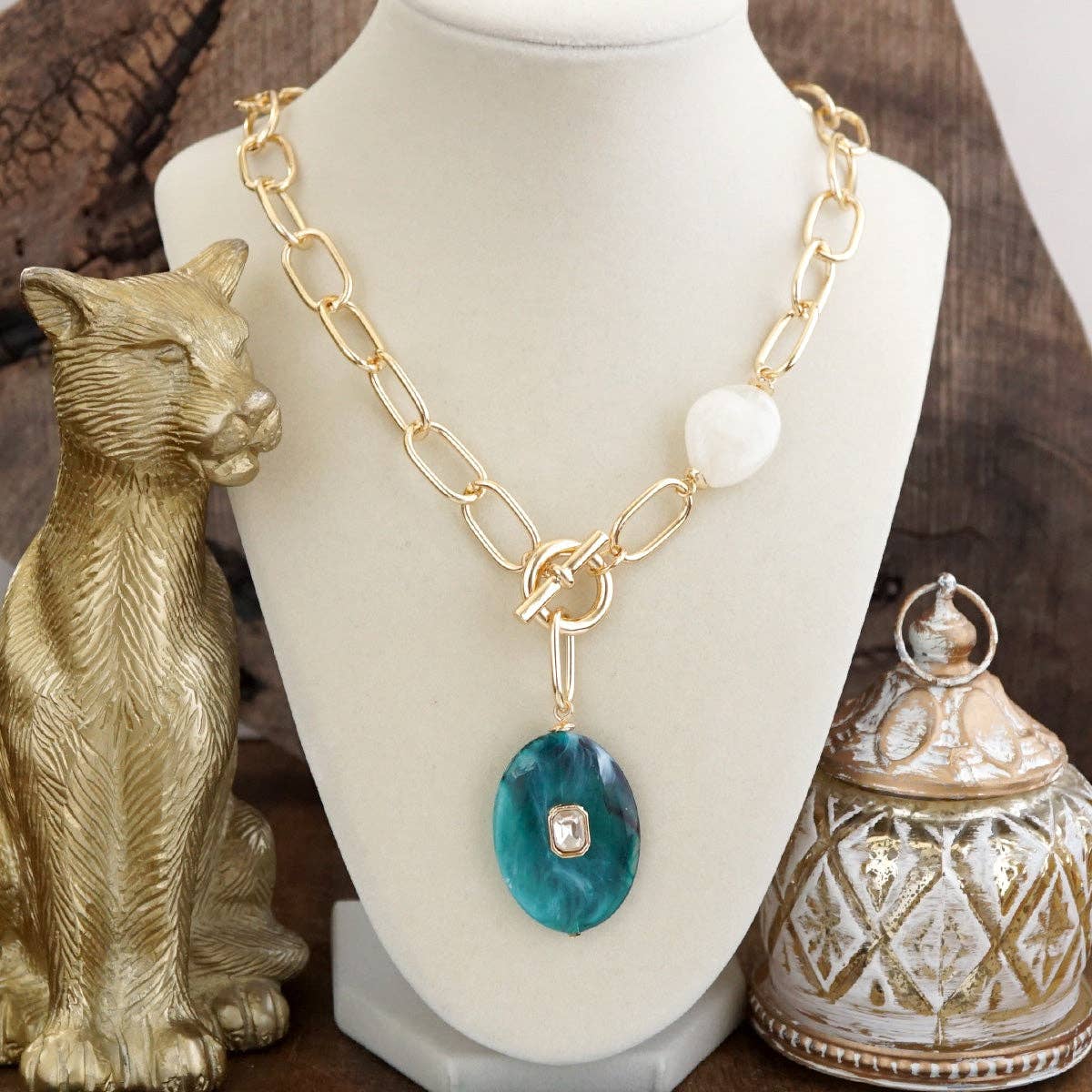 Prism Drift – Marbled Acrylic Stone Lariat Necklace