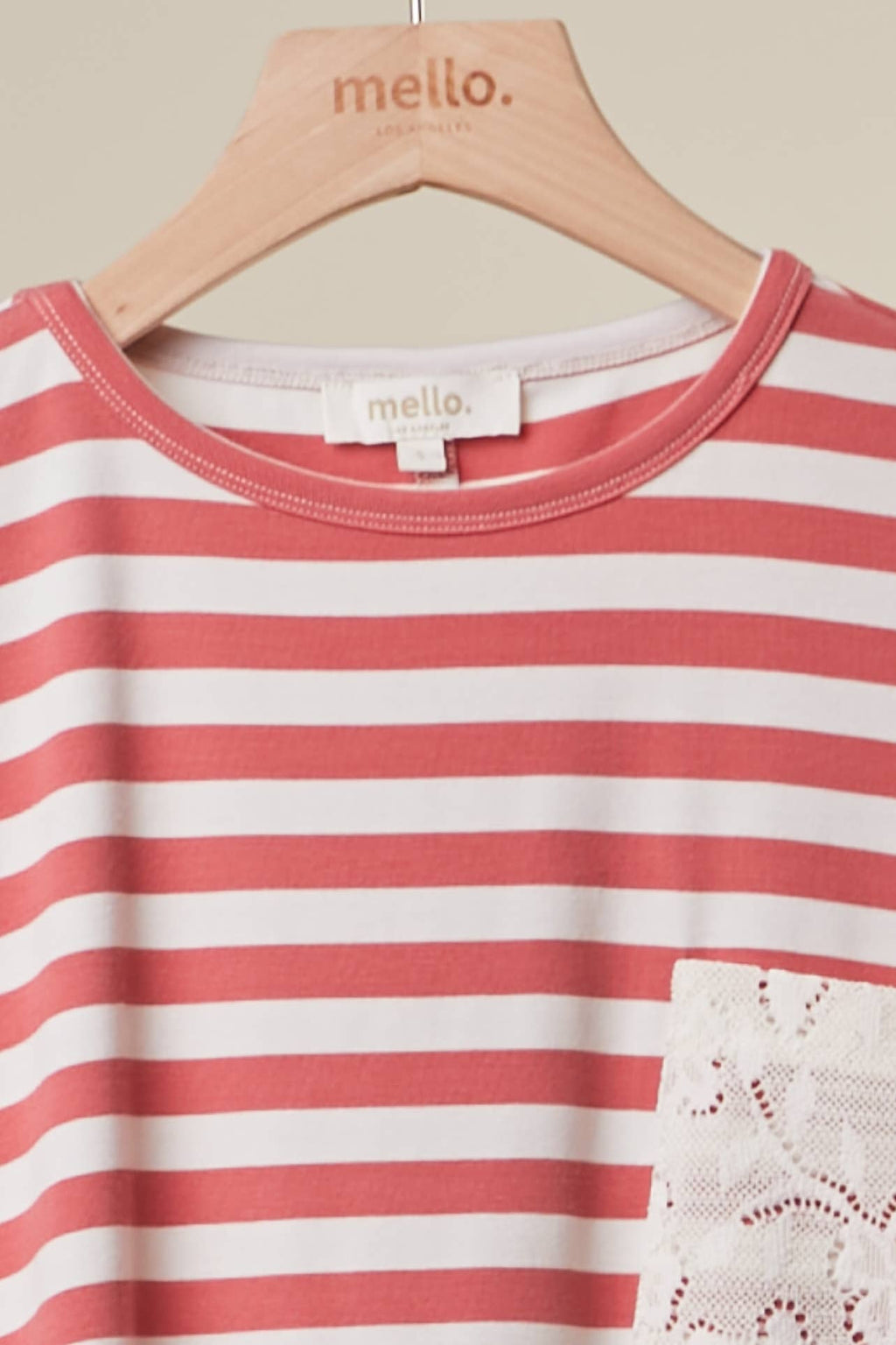Striped Lace Trim Relaxed Top