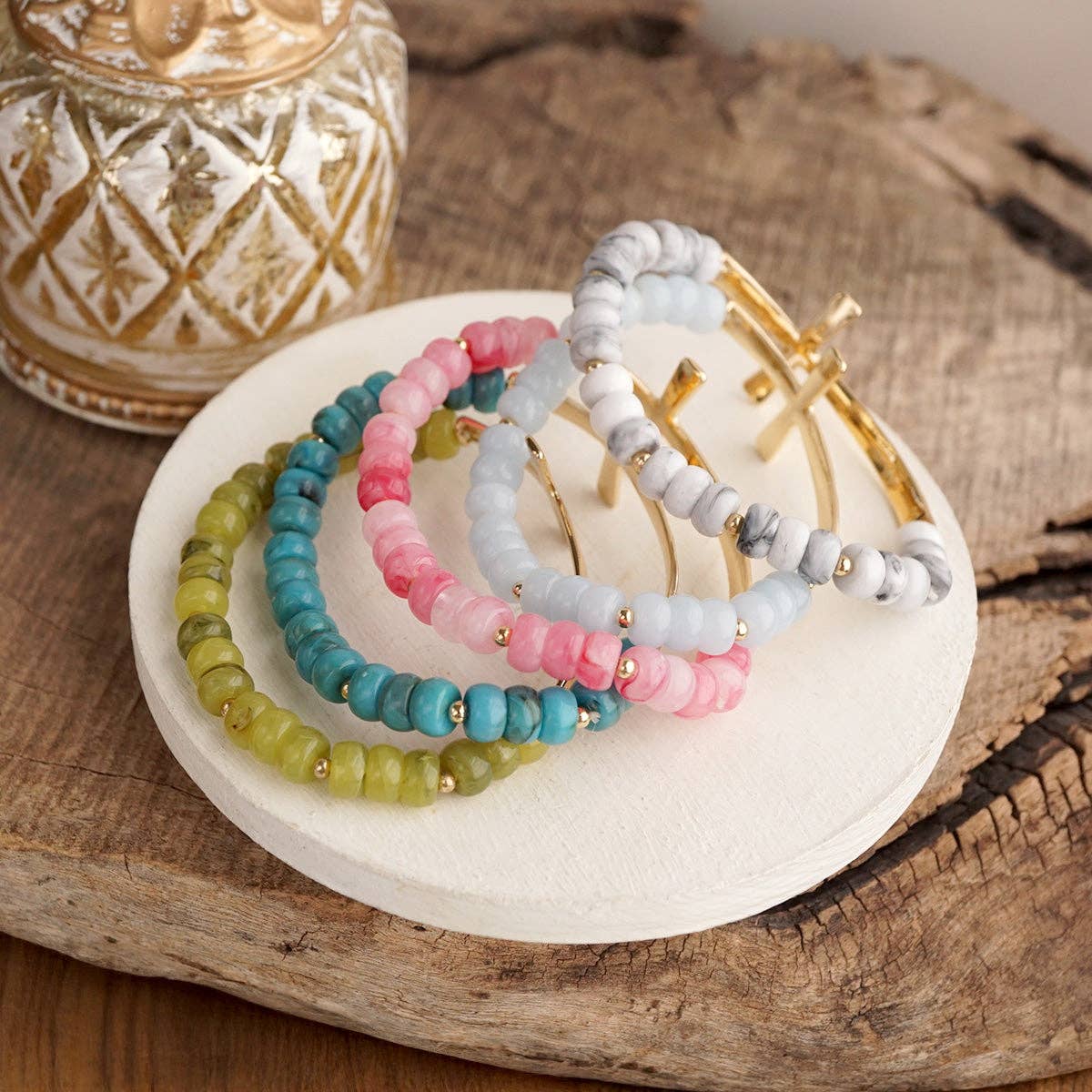 Faithful Pop – Rondelle Acrylic Cross Bracelet