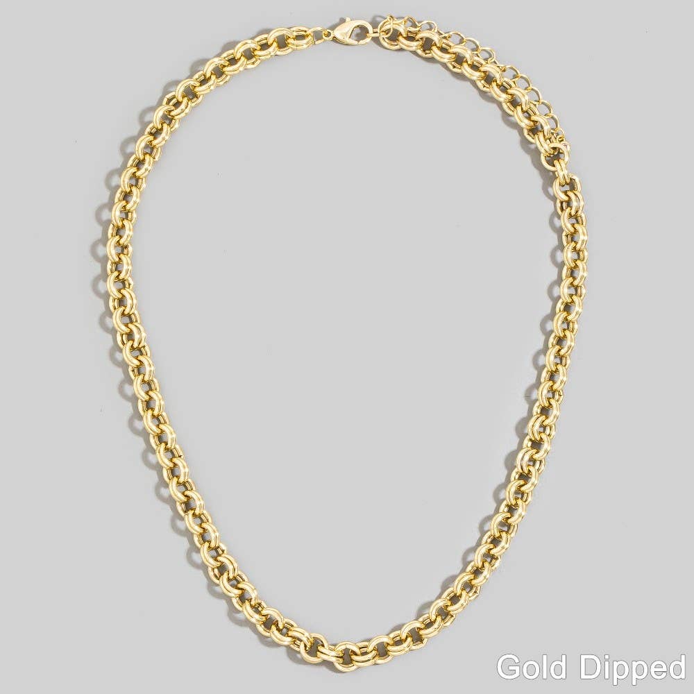 Gold Dipped Double Rolo Chain Necklace