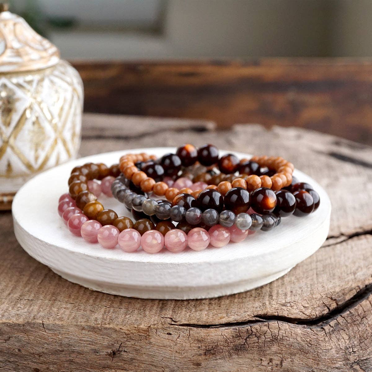 Acrylic Beaded Stretch Bracelet Set – Fall Canyon Mix