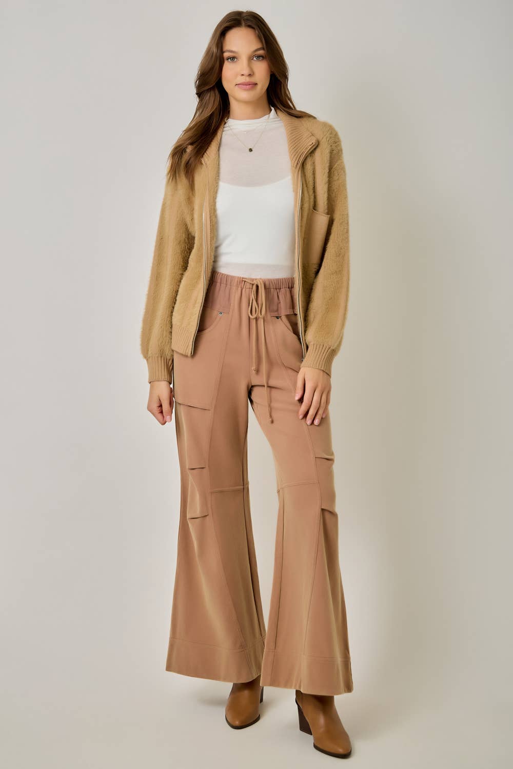 Fuzzy Zip-Up Sweater Jacket