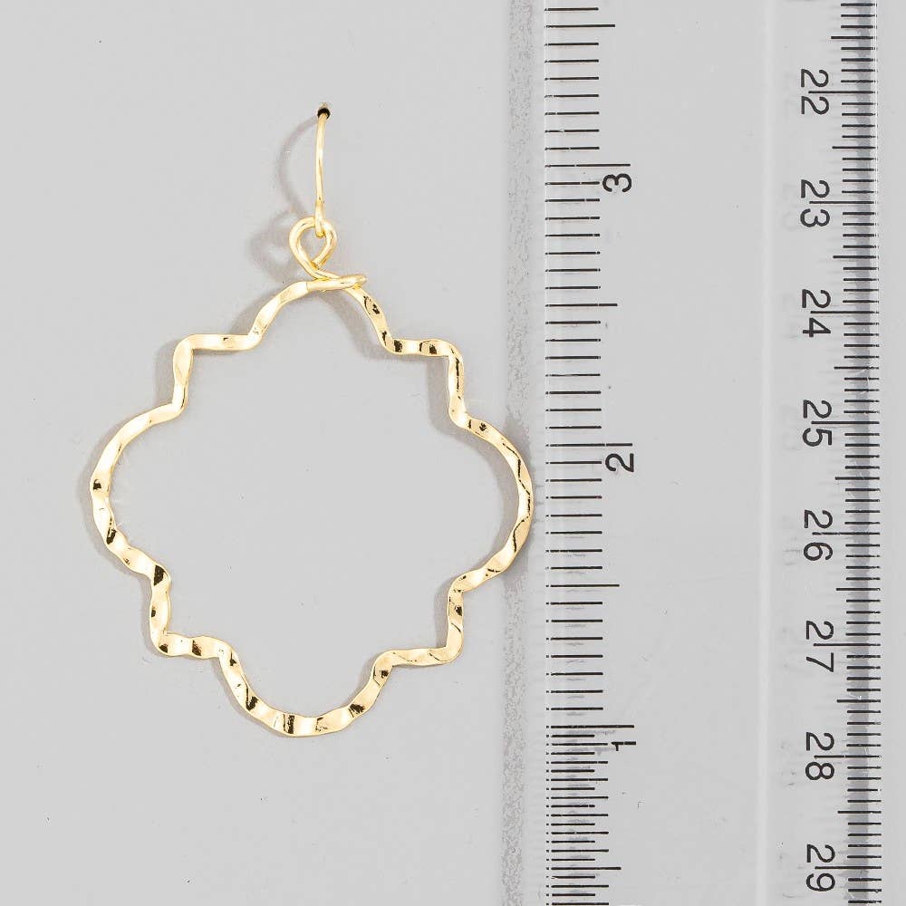 Gold Dipped Hammered Layered Wavy Hoops Dangle Earrings