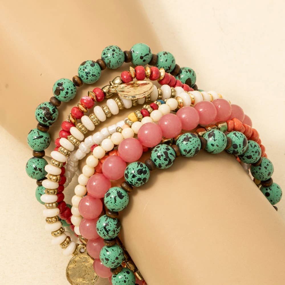 Assorted Bead Types Beaded Bracelet Set