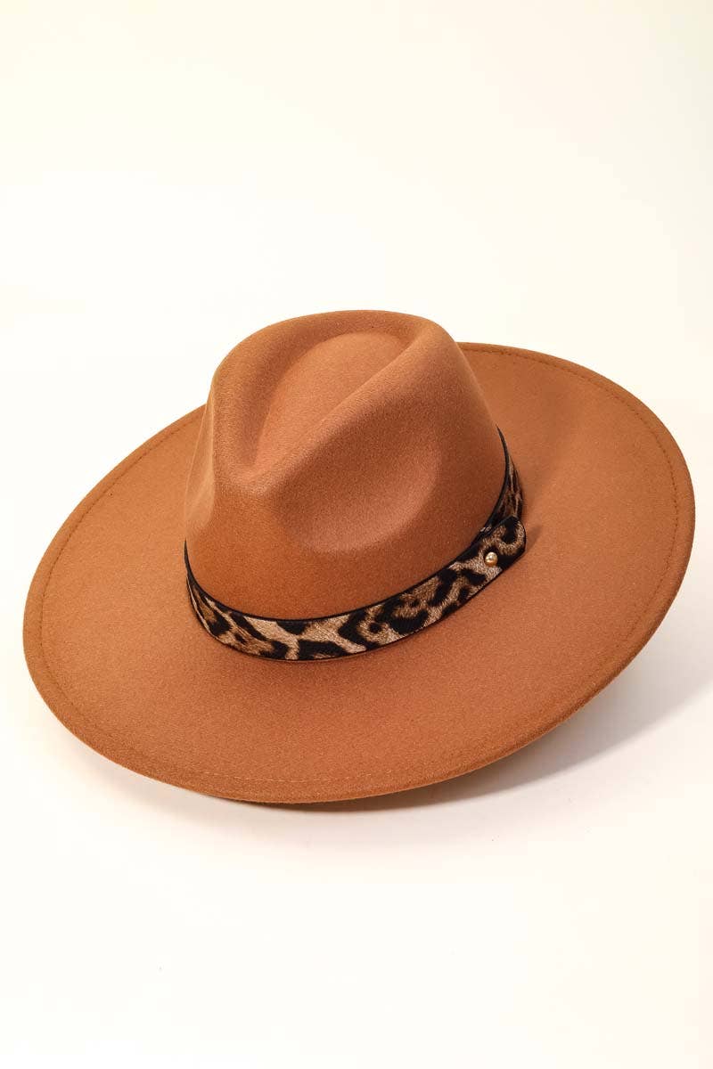 Falling For You Leopard Trim Fedora Hat