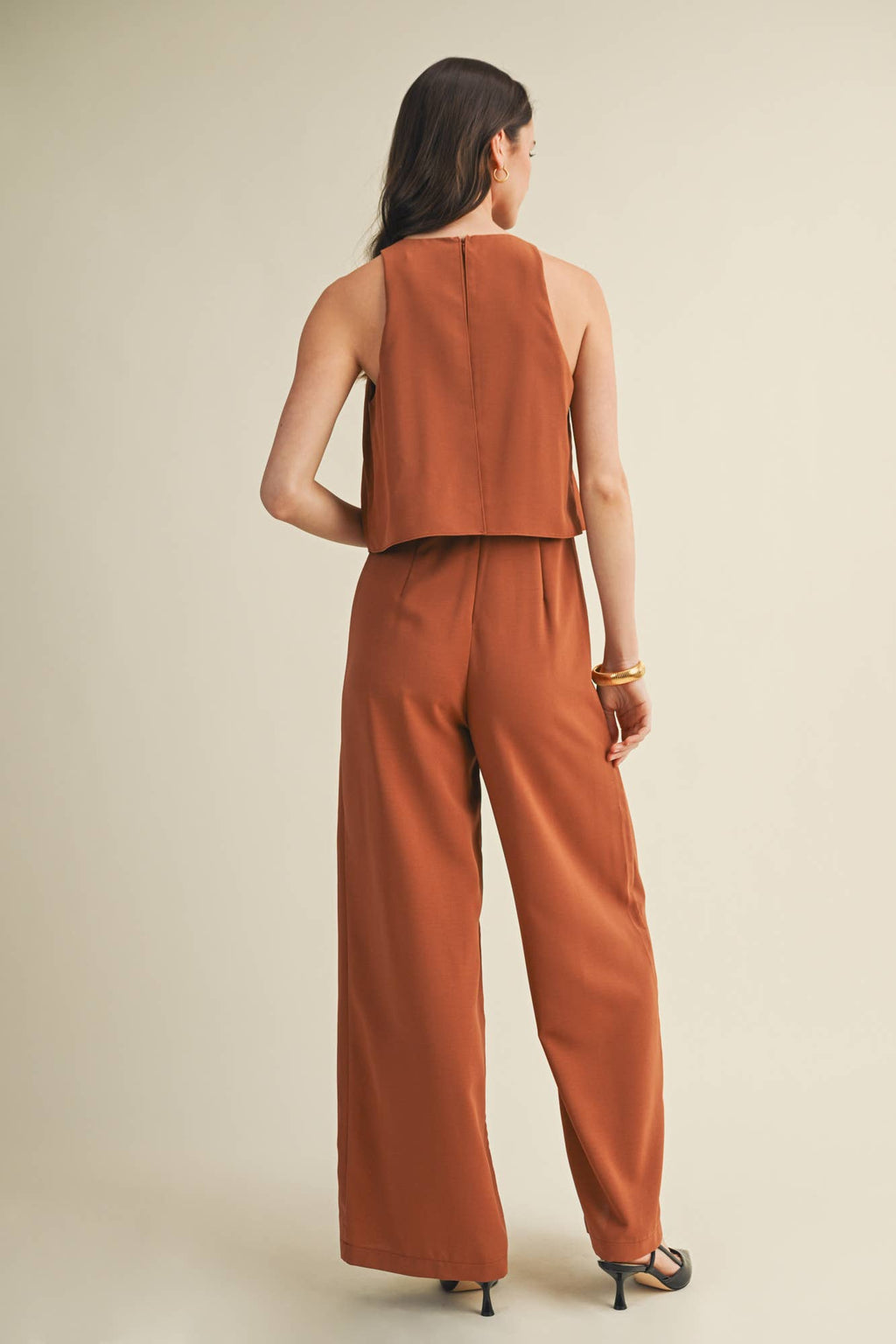 Lola Sleeveless Jumpsuit in Soft Hazel