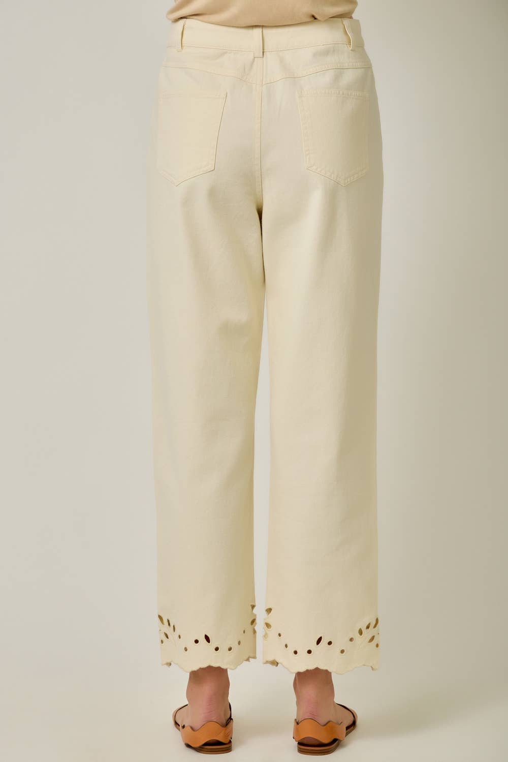 Eyelet Cutouts Trendy Embroidered Straight Leg Jeans