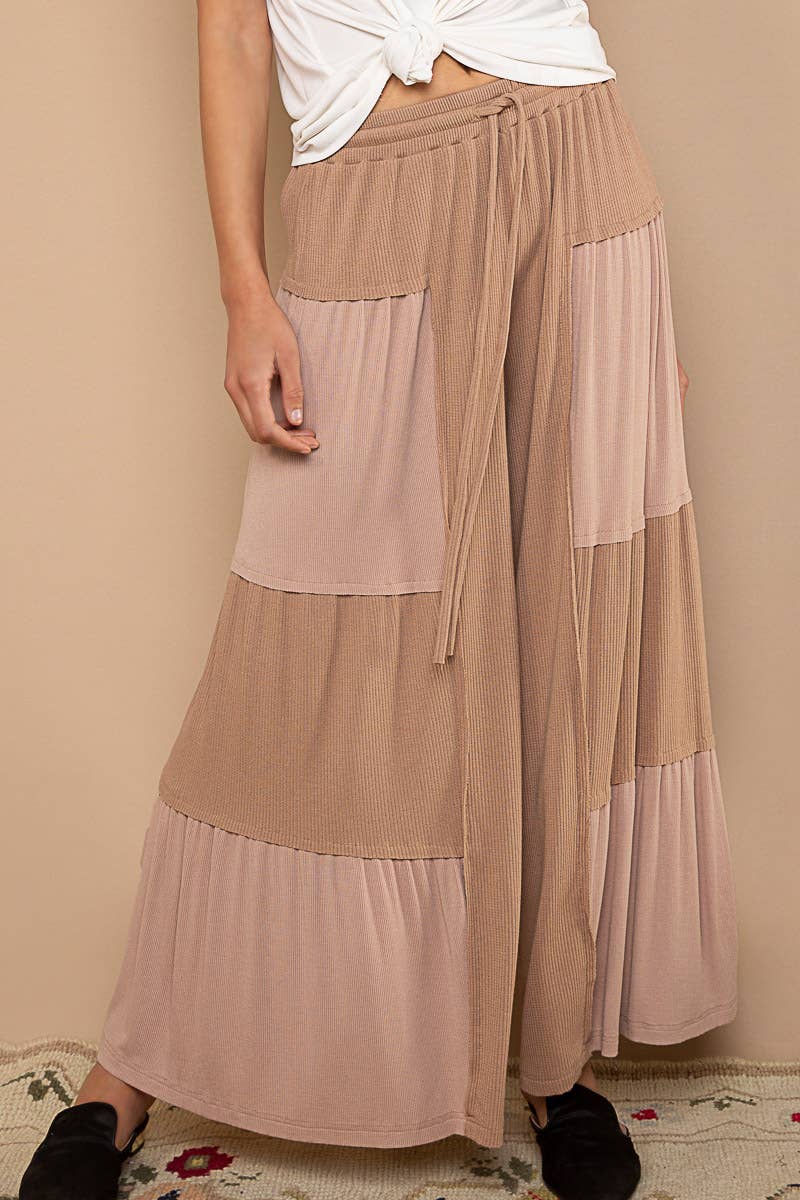 POL Ribbed Contrast Wide Leg Pants
