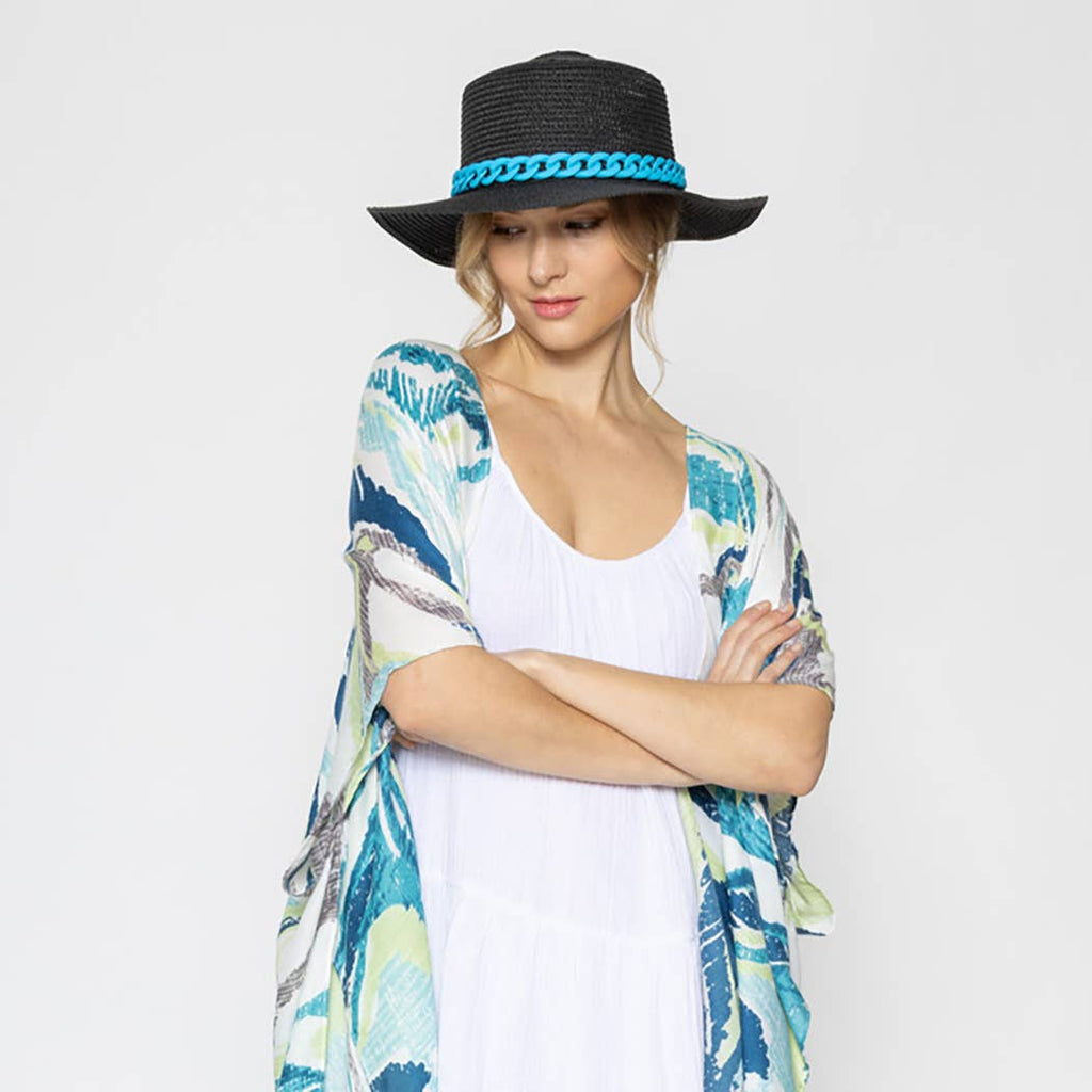 Women's Chain Accent Boater Panama Hat
