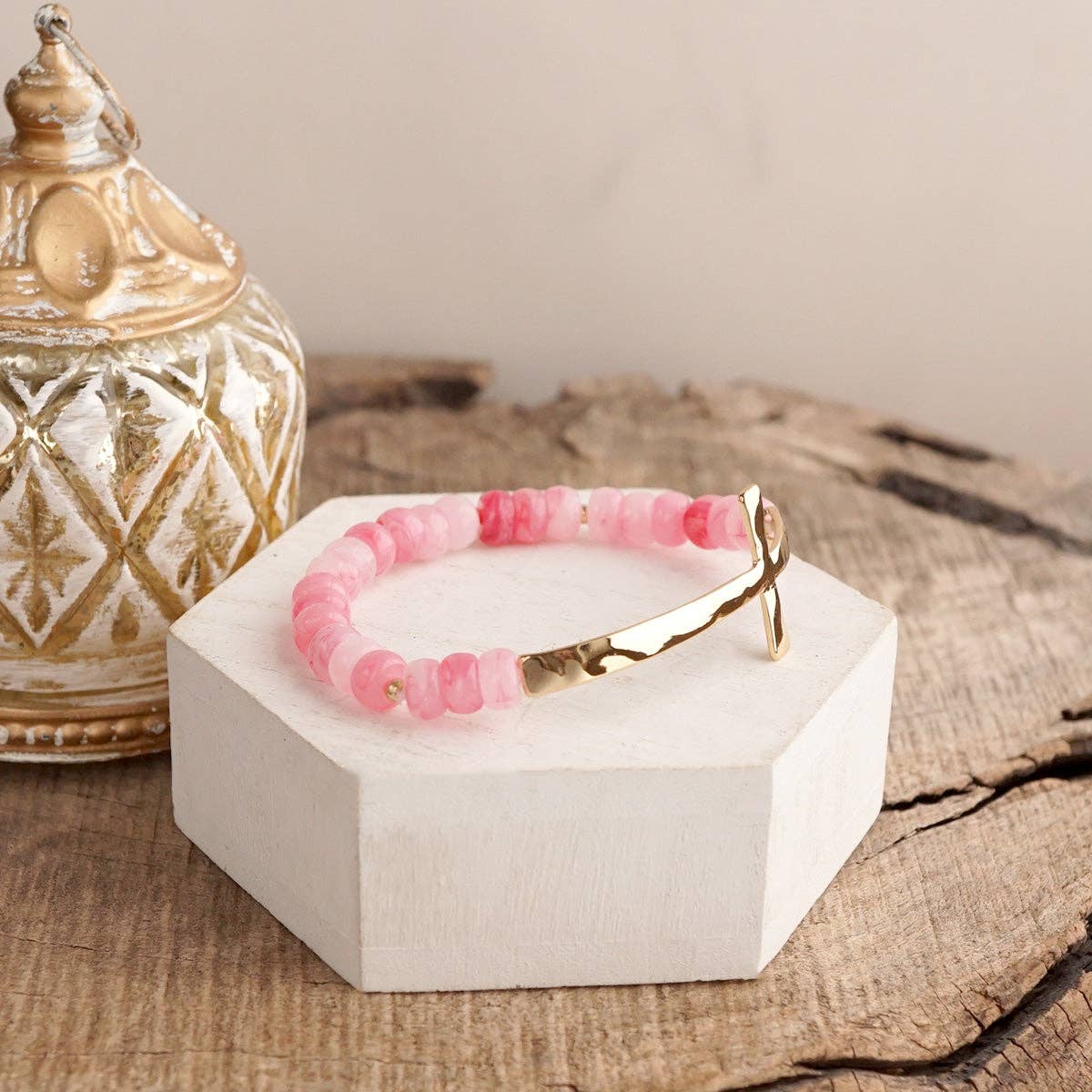 Faithful Pop – Rondelle Acrylic Cross Bracelet