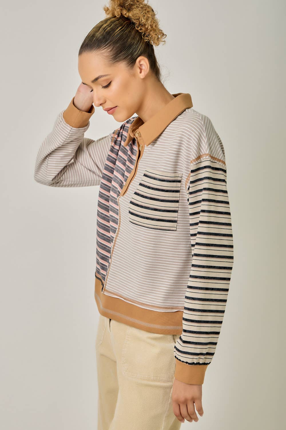 Mireya Mixed Stripe Polo Top
