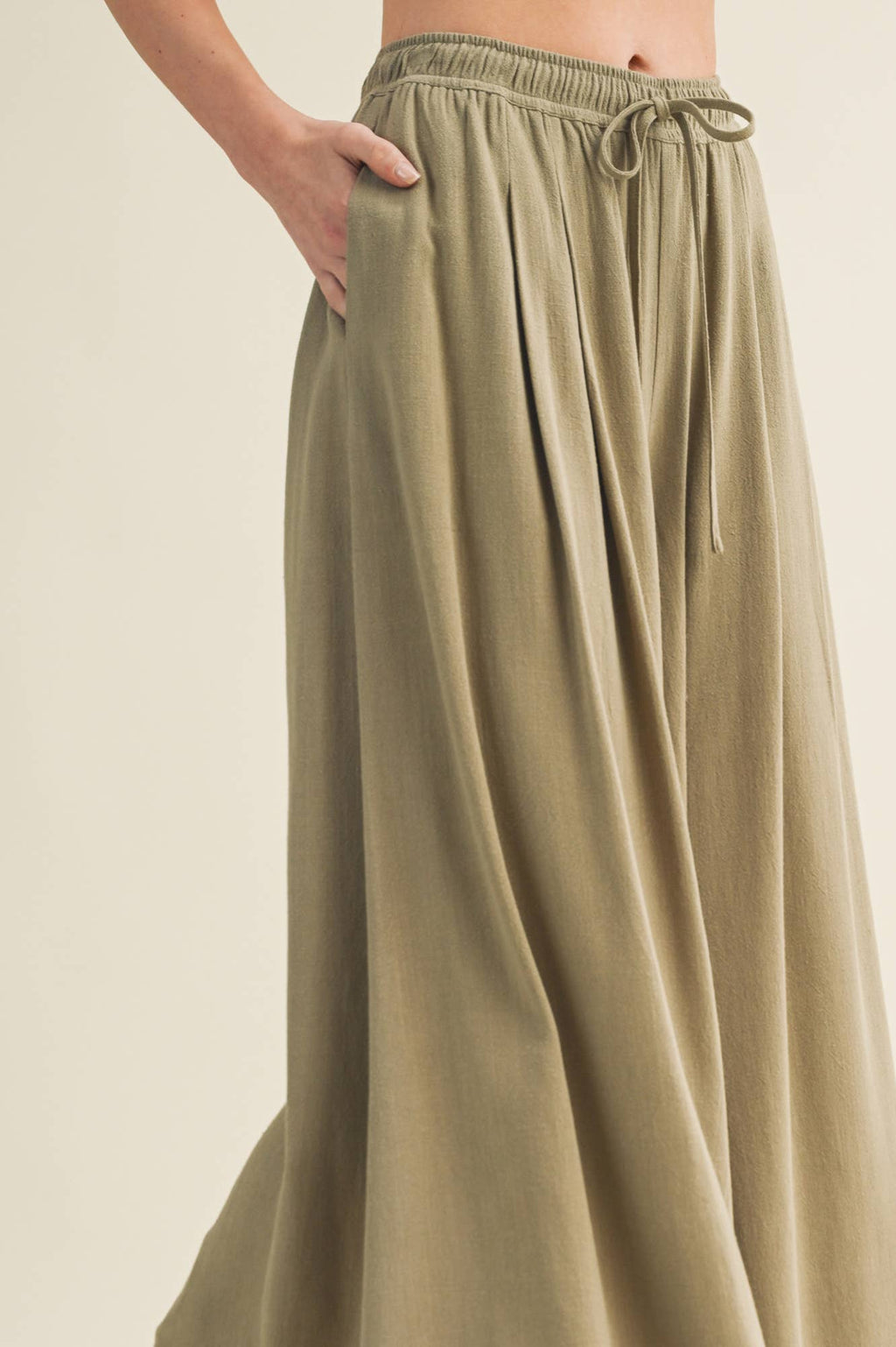 Cascading Volume Drawstring Waist Pants