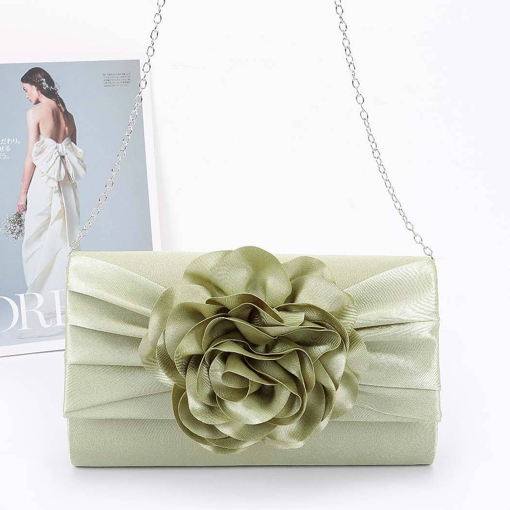 Satin Flower Party Clutch