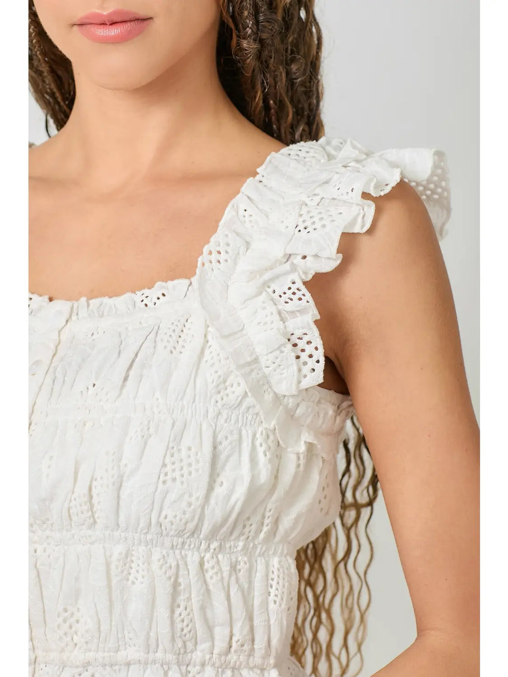 Eloisa Ruffle Shoulder Rutched Top