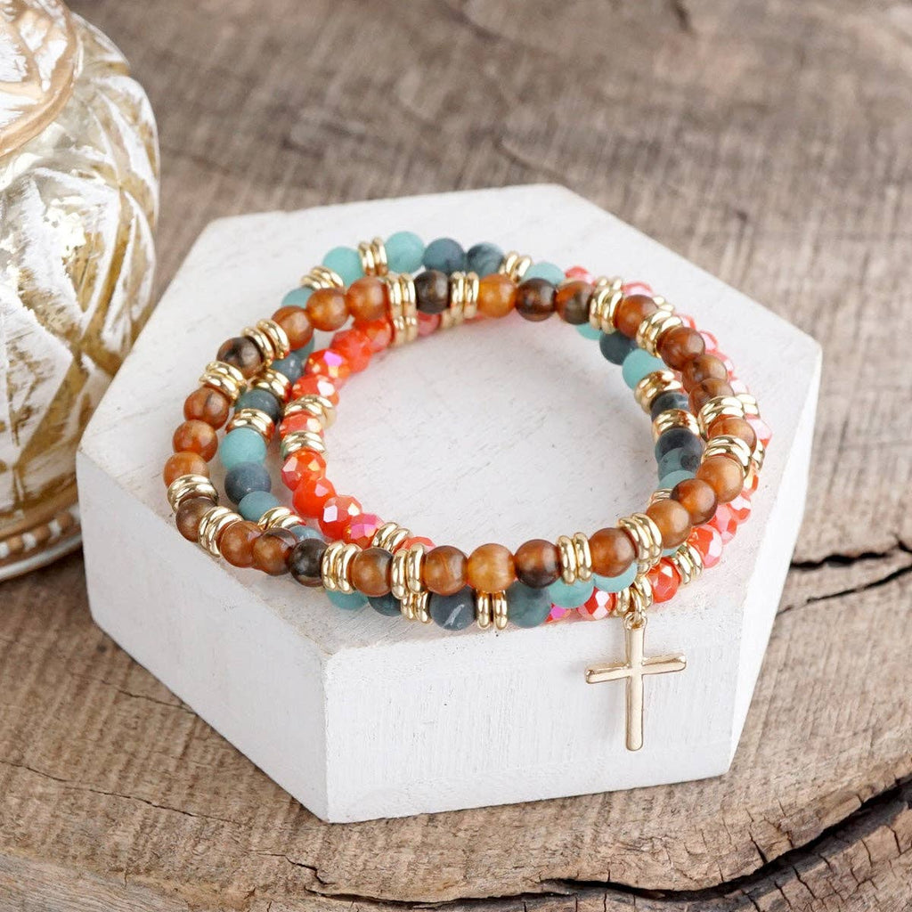 Cross Bracelet Stack Set – Desert Faith Stack - 3 colorways