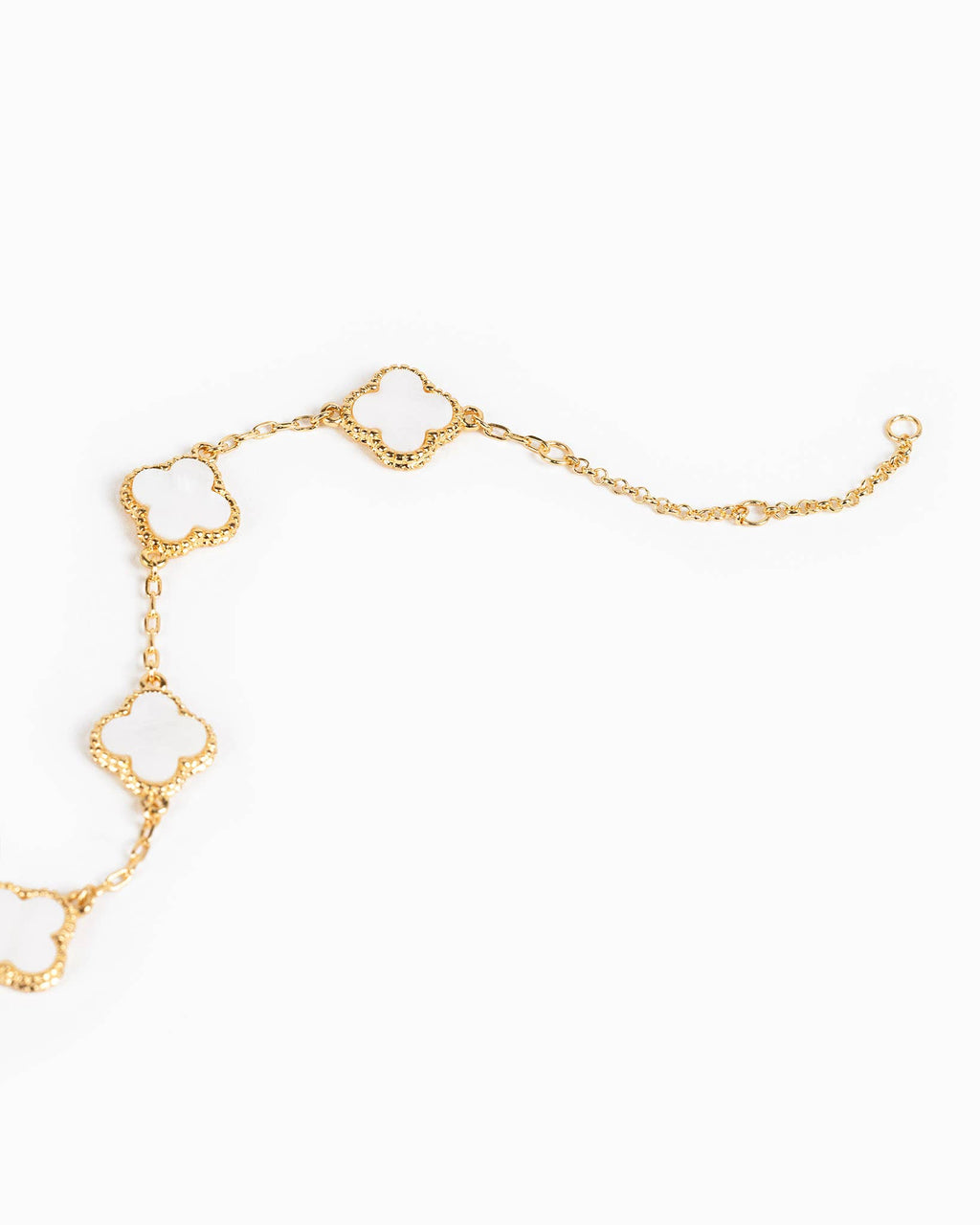Double Sided Pearl Clover Chain Bracelet