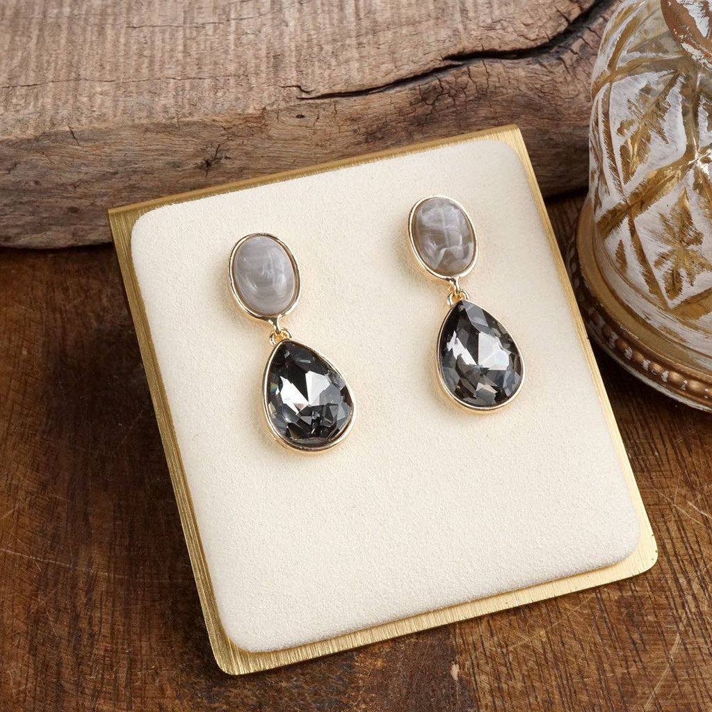 Moonlit Grace – Classic Teardrop Jeweled Statement Earrings