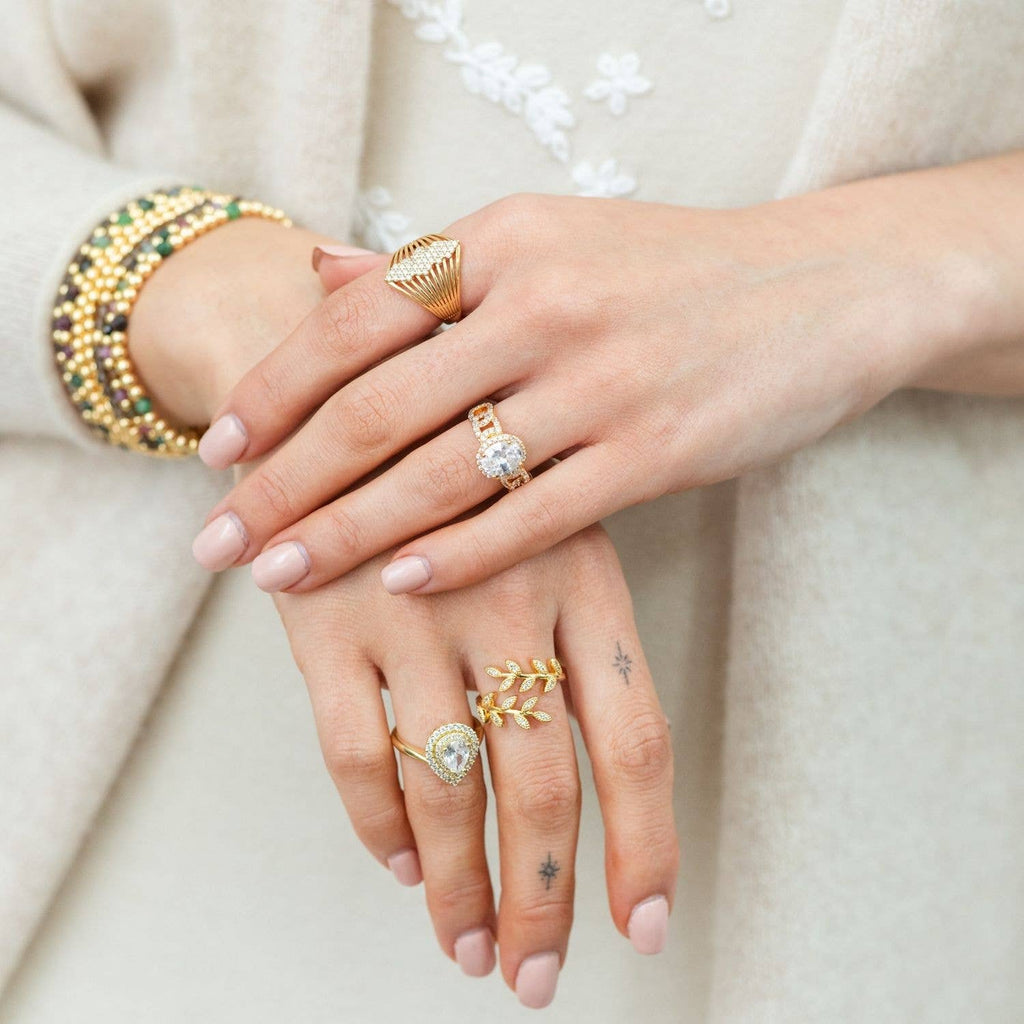 Bold Glitzy Adjustable Ring