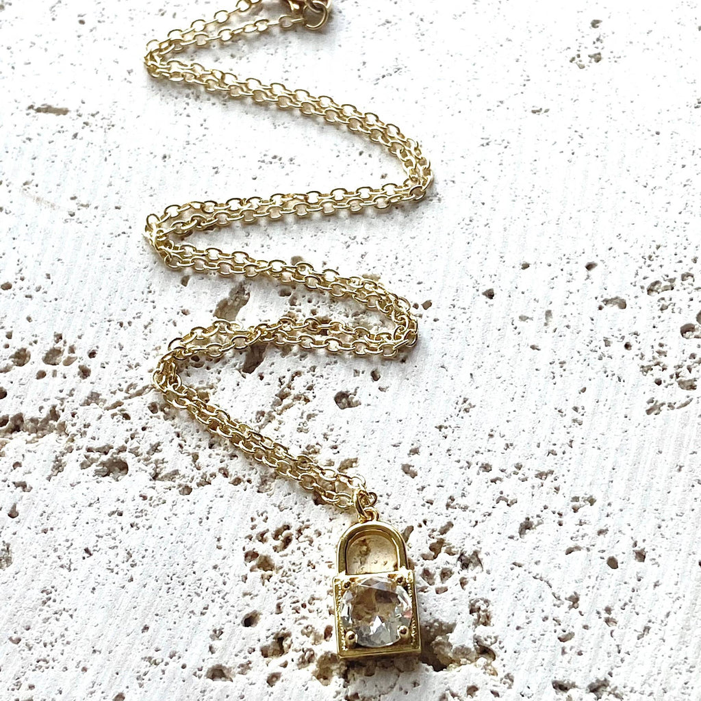 Lock w/ Crystal Necklace
