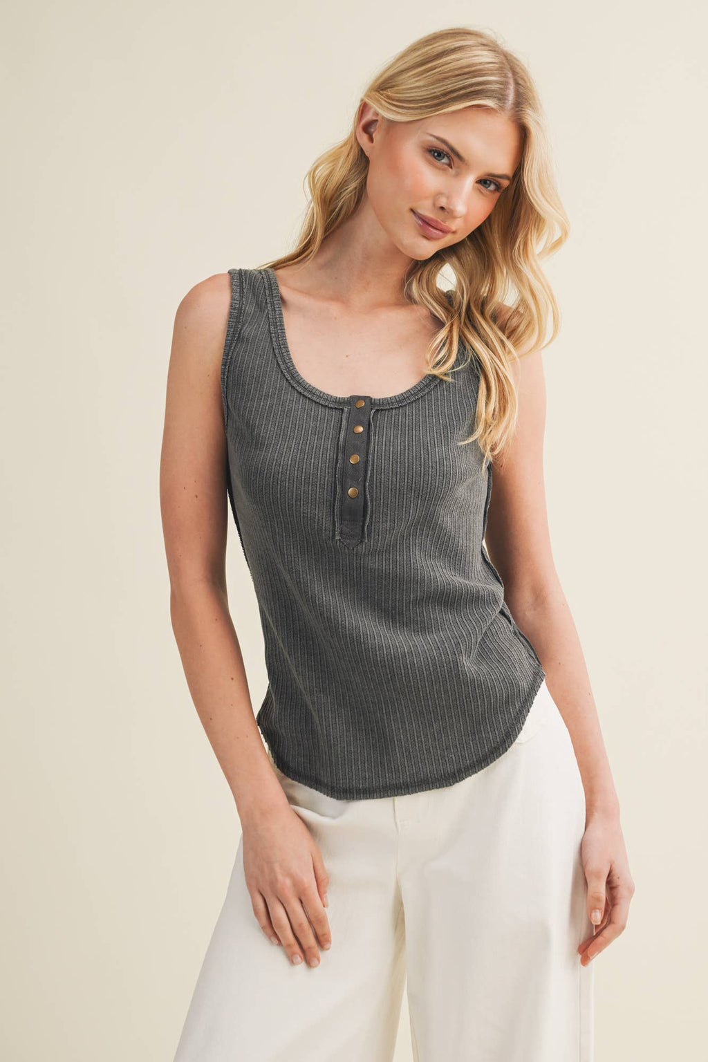 Deconstructed Vertebral Seam Ribbed Top