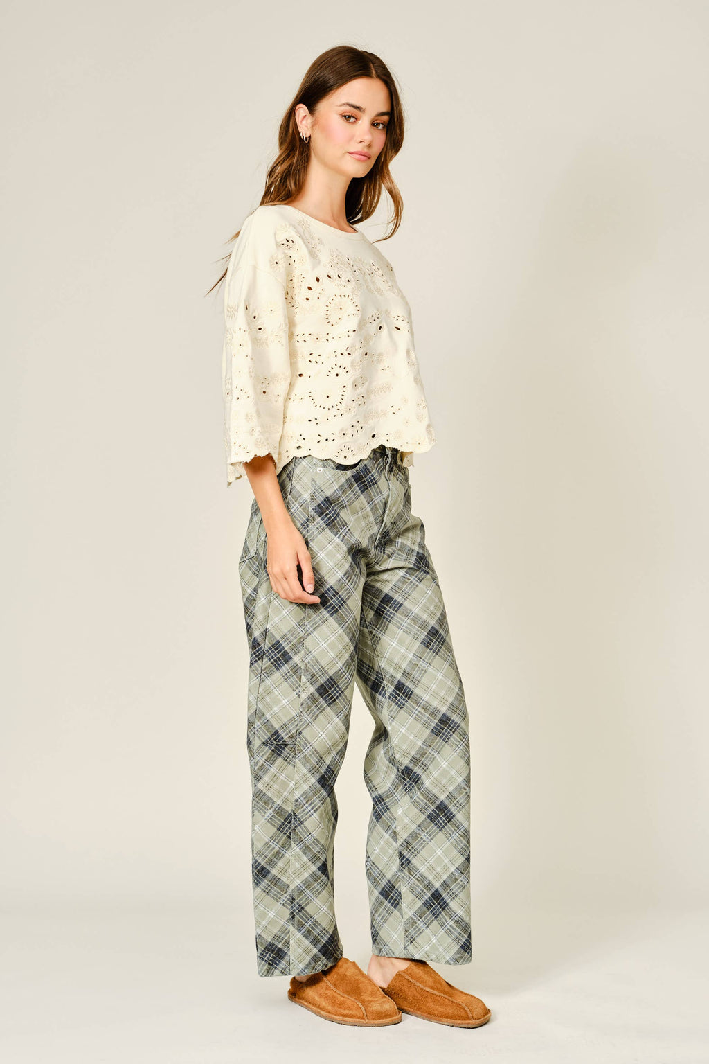 Terry Eyelet Short-Sleeve Sweatshirt