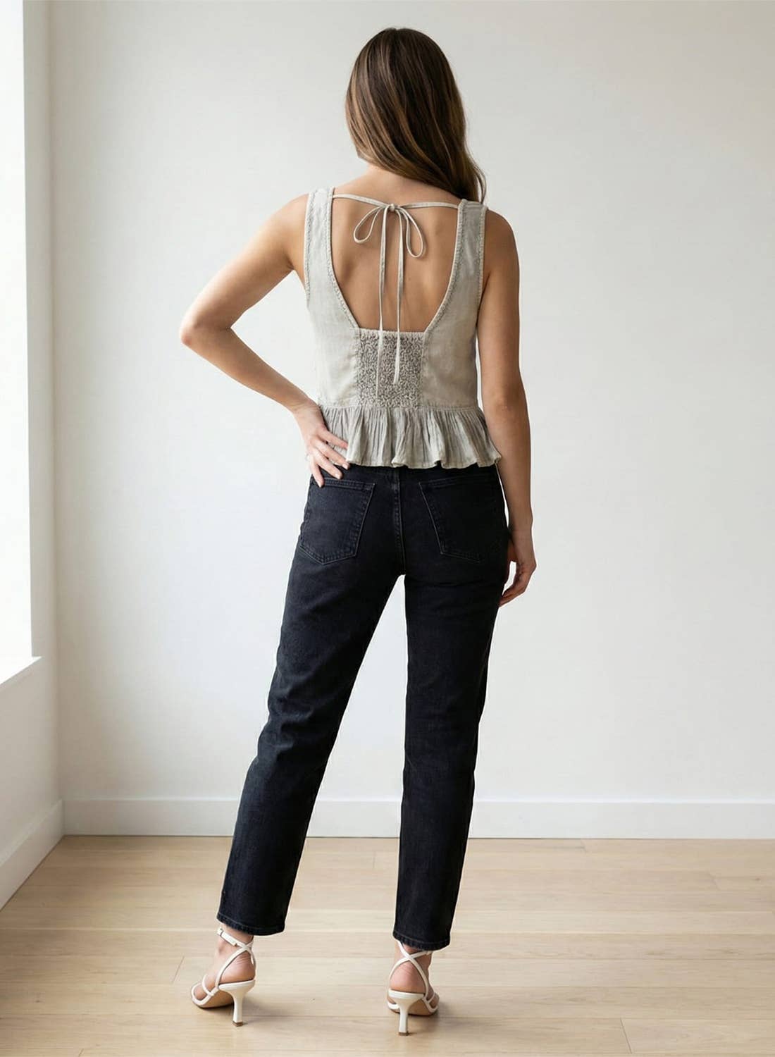 Boho Vintage-Style Embroidered Peplum Tank