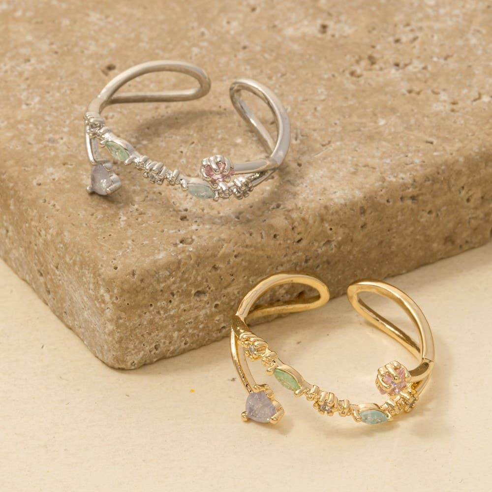 Gold Dipped Cz Ornate Fashion Ring