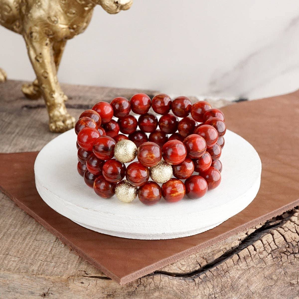 Chunky Beaded Stretch Bracelet Set – Fall Glow