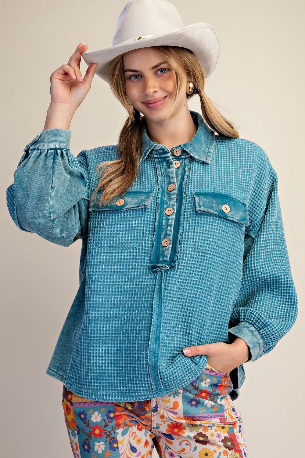 Aveline Washed Thermal Knit Top