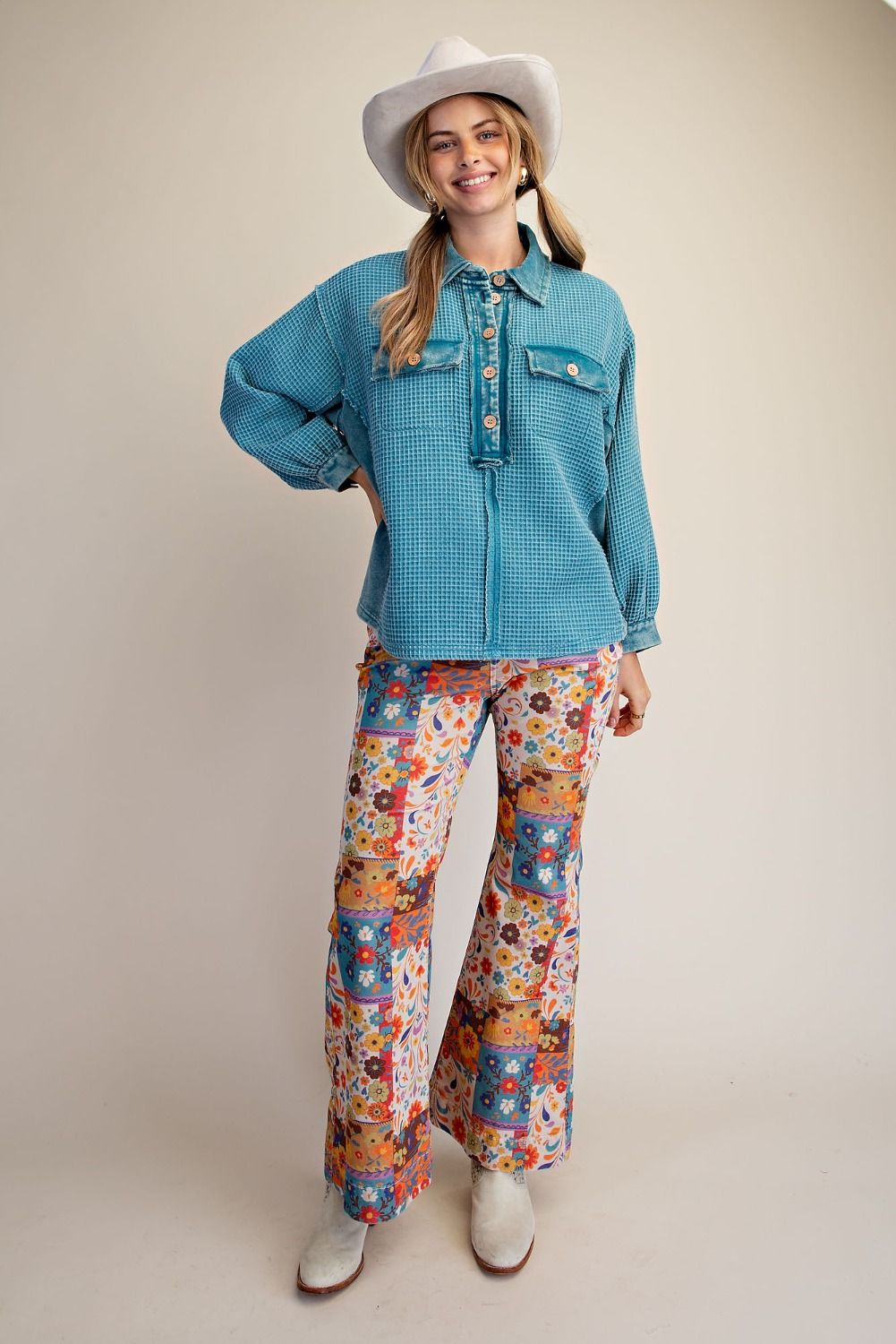 Aveline Washed Thermal Knit Top