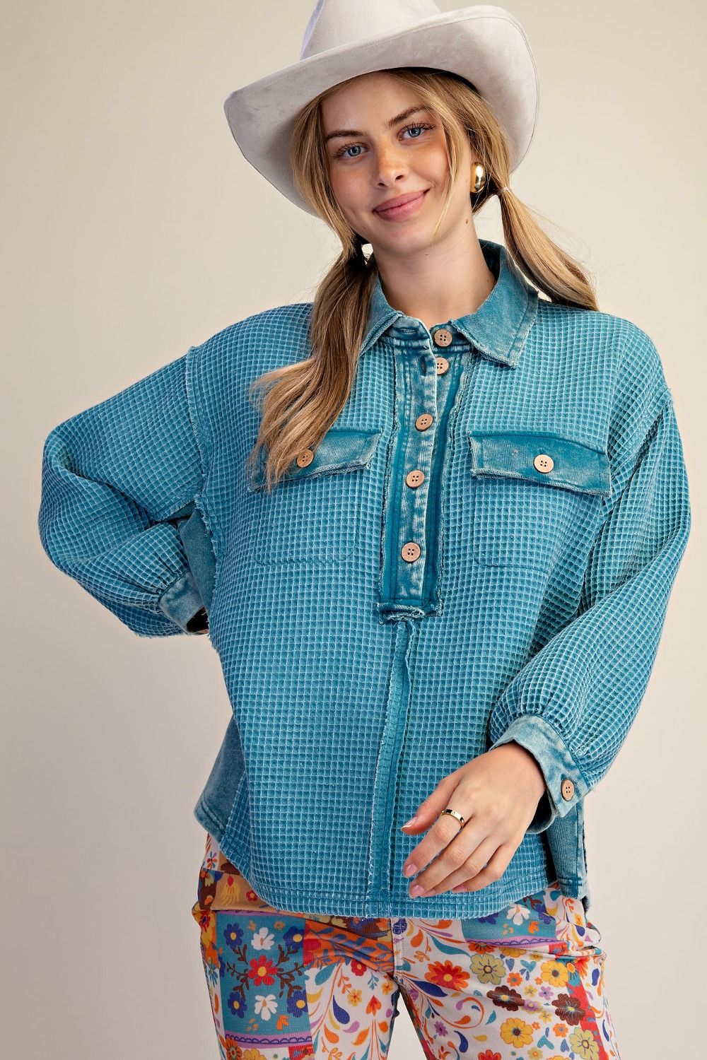 Aveline Washed Thermal Knit Top