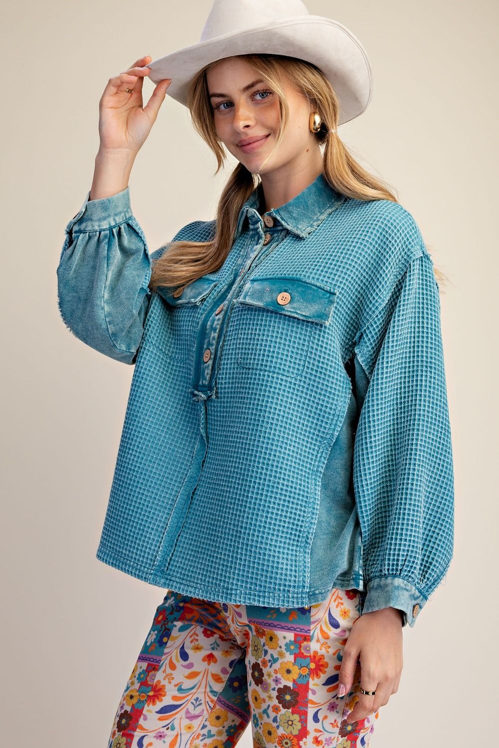 Aveline Washed Thermal Knit Top
