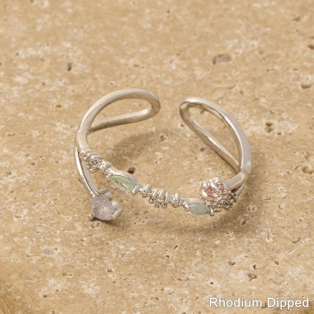 Gold Dipped Cz Ornate Fashion Ring