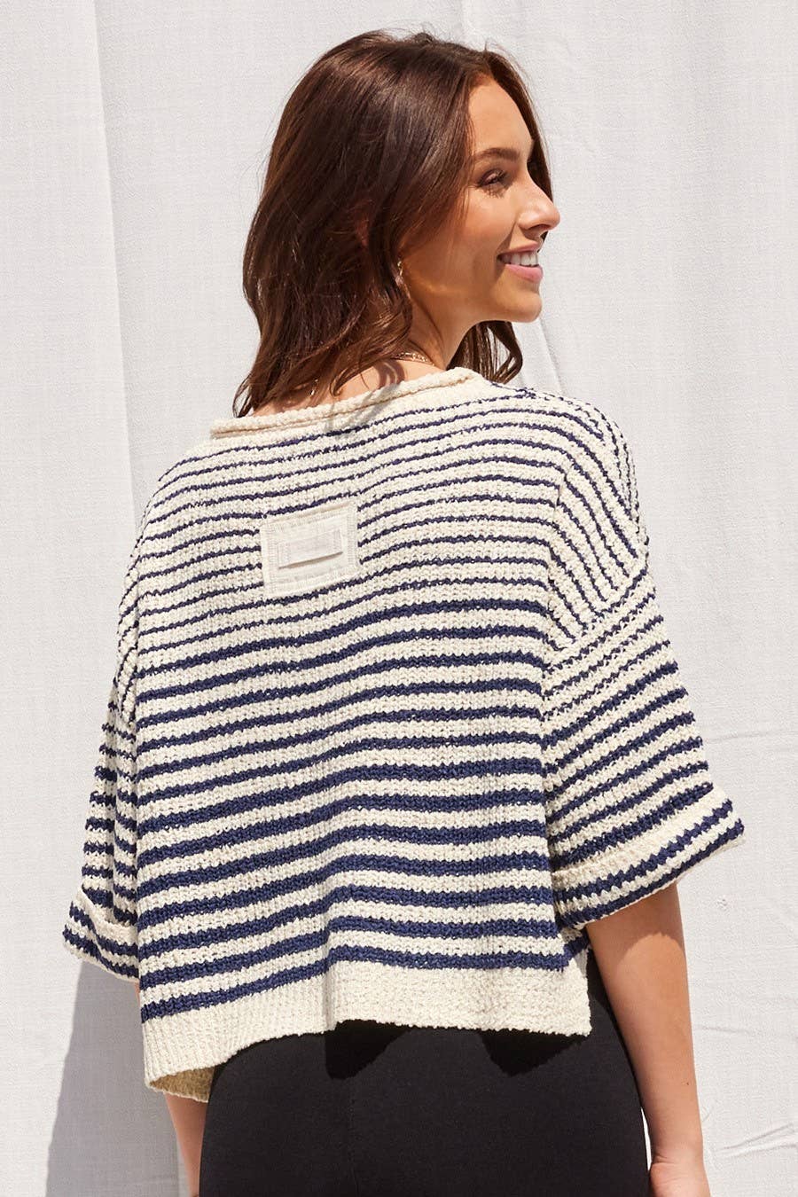 Lightweight Striped Slouchy Sweater w/ V-Neckline