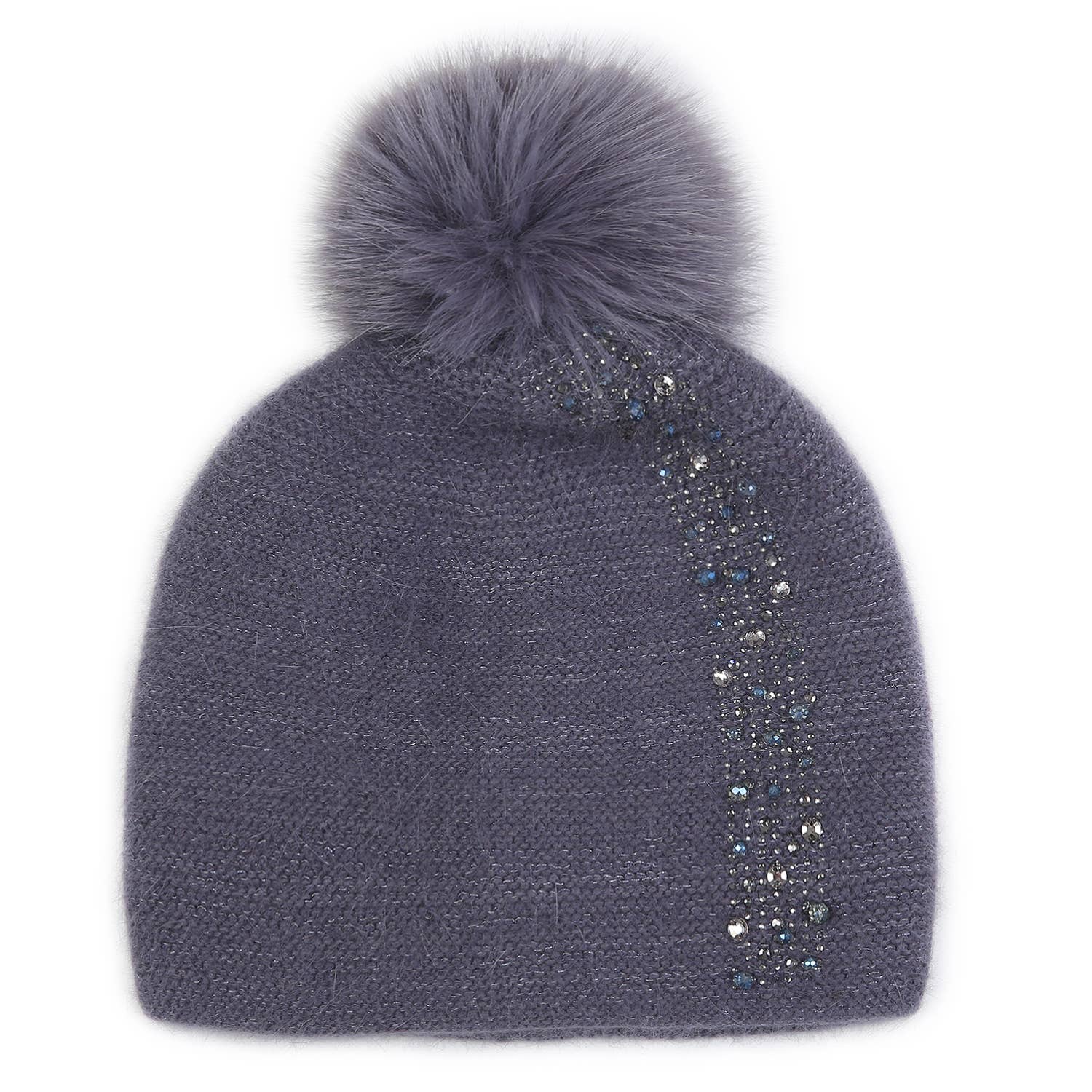 Elegant Sparkle Embellished Pompom Hat