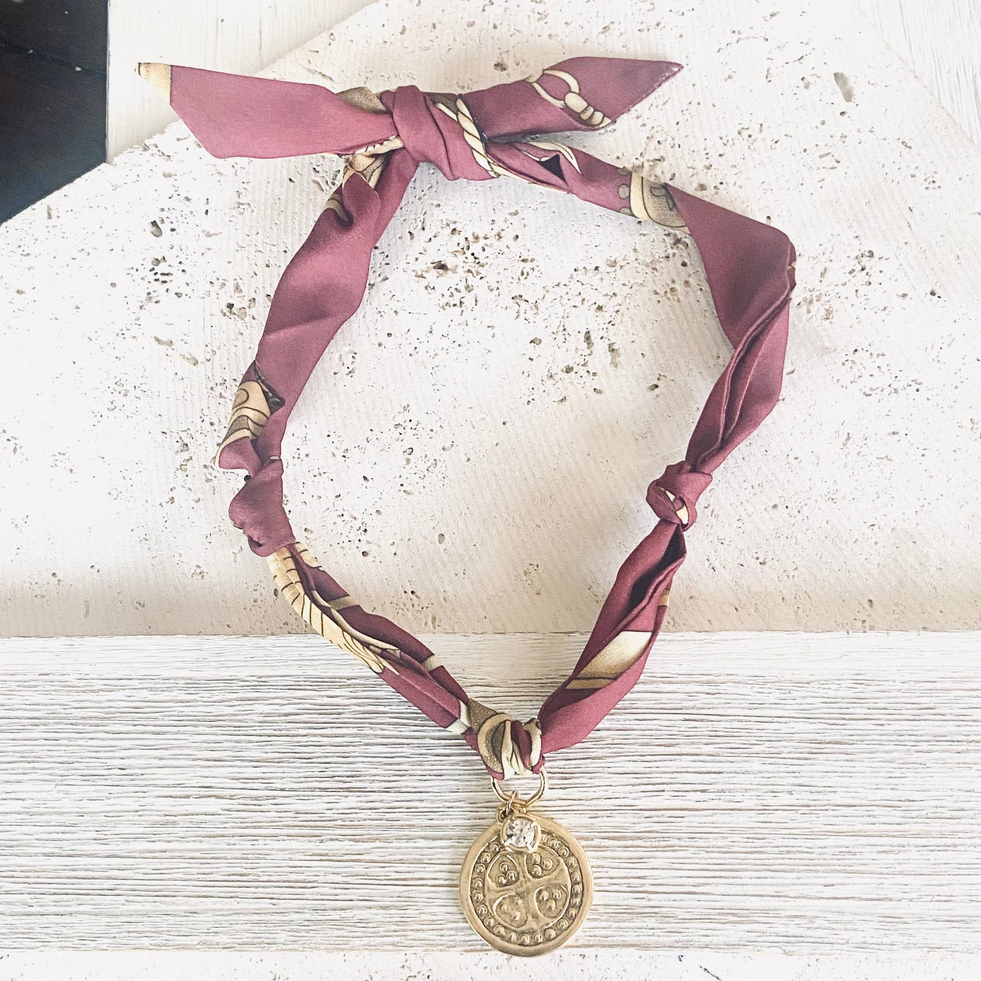 Scarf Necklace w/ Charms + Pendants