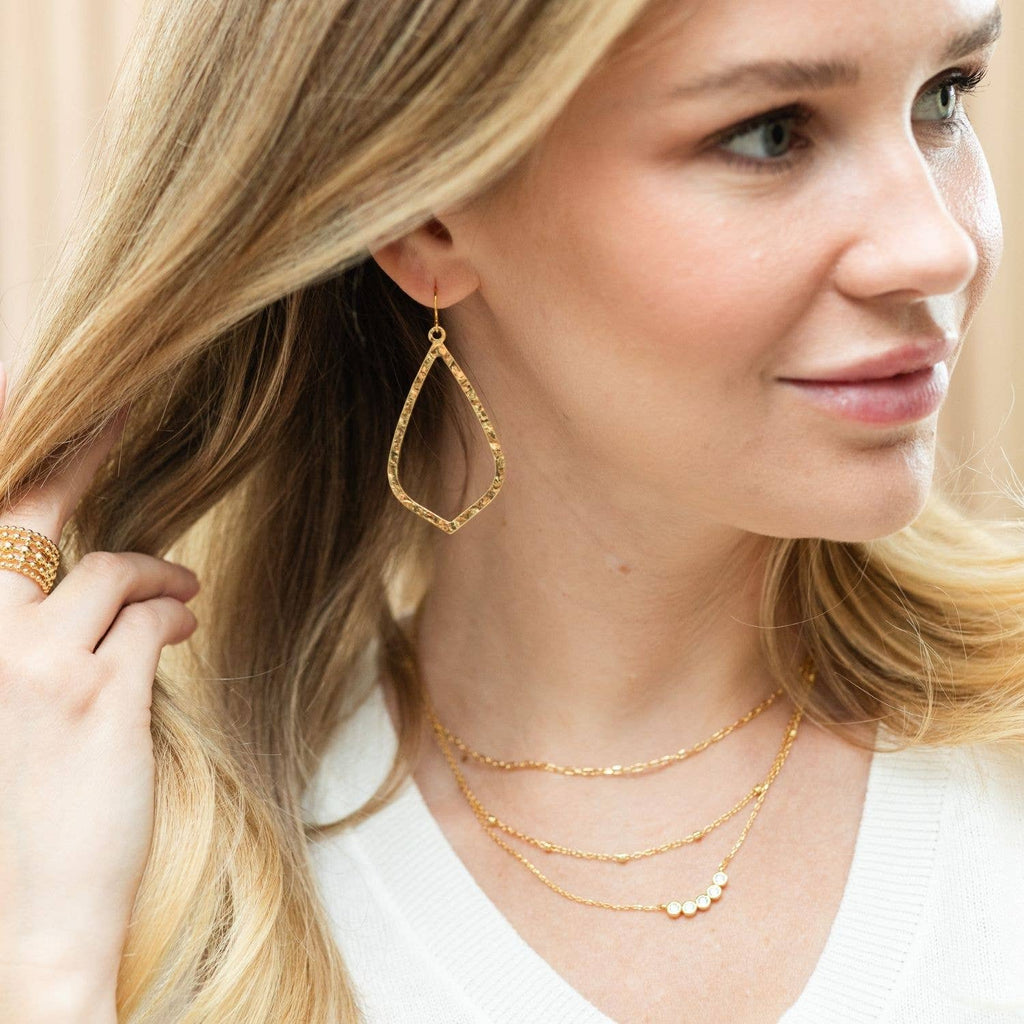 Long Textured Teardrop Earrings