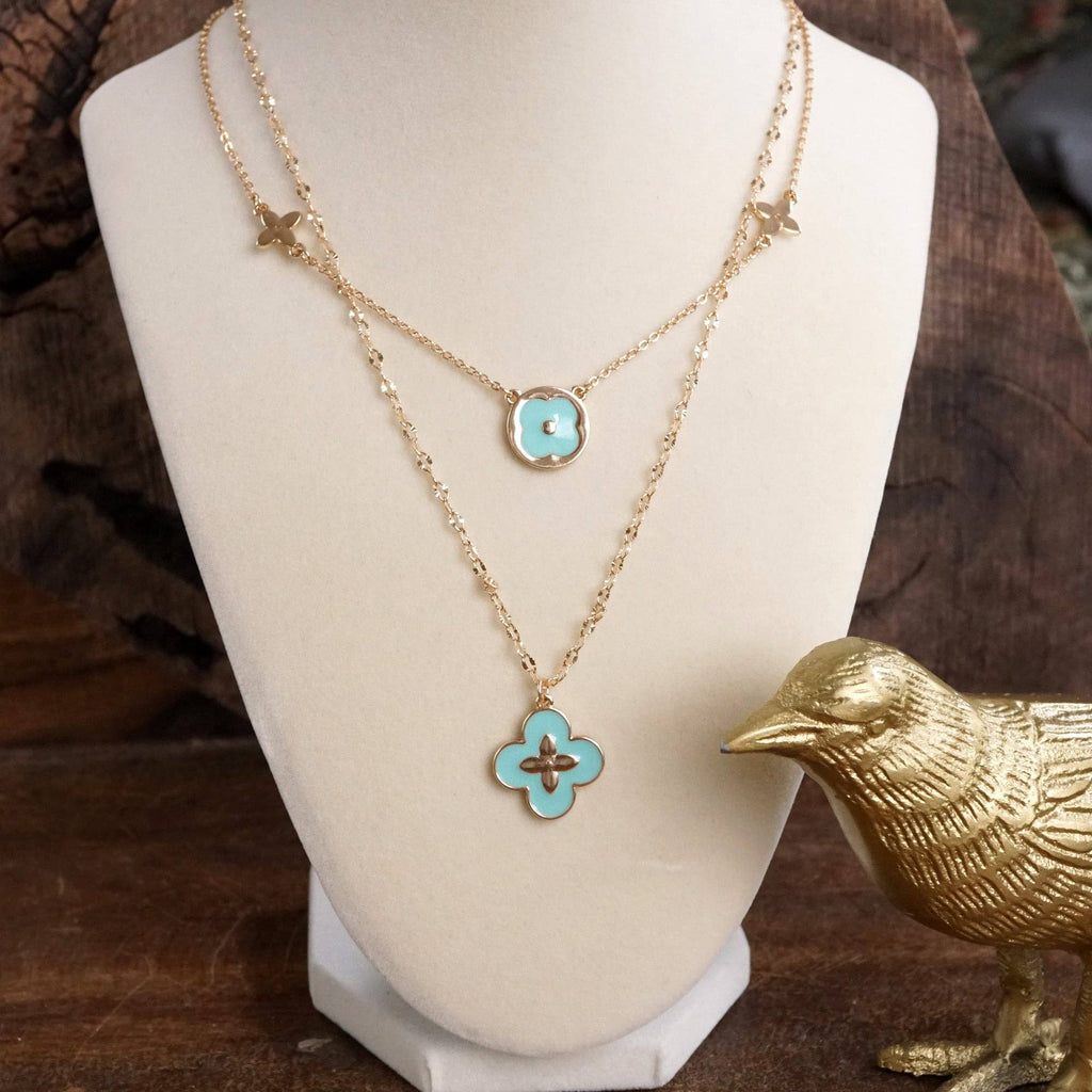 Clover Dainty Layered Necklace – Gold Tone & Color Options