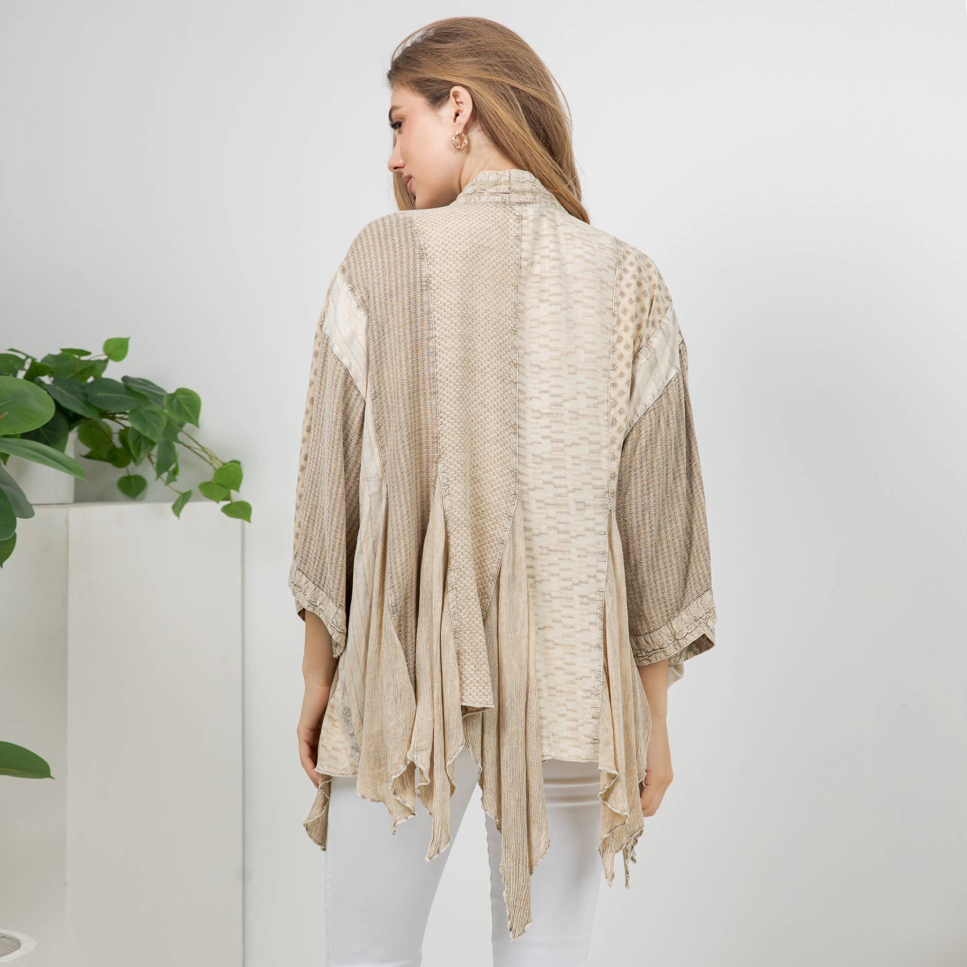 Boho Summer Lightweight Mixed Pattern Kimono Shrug Top