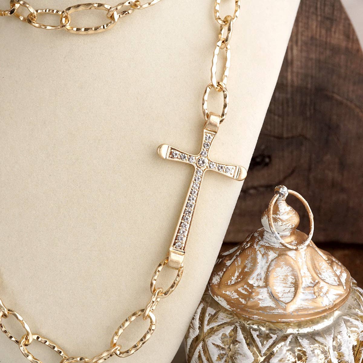 Side Cross Long Necklace - Gold Tone – Faithline