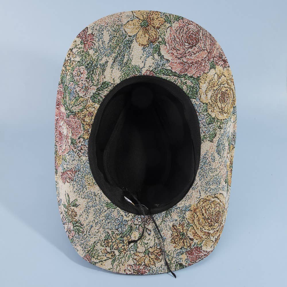 Darlin Embroidered Floral Tapestry Cowboy Hat