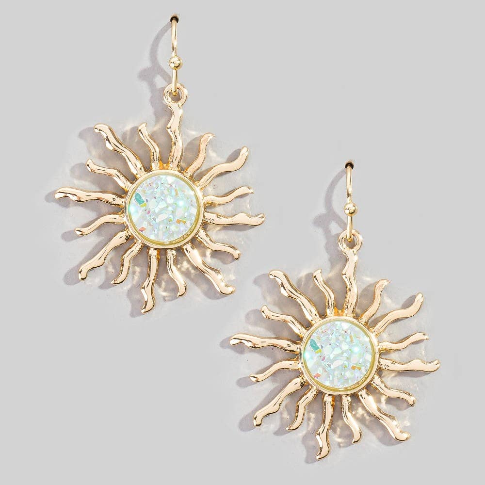 Glitter Resin Sun Dangle Earrings
