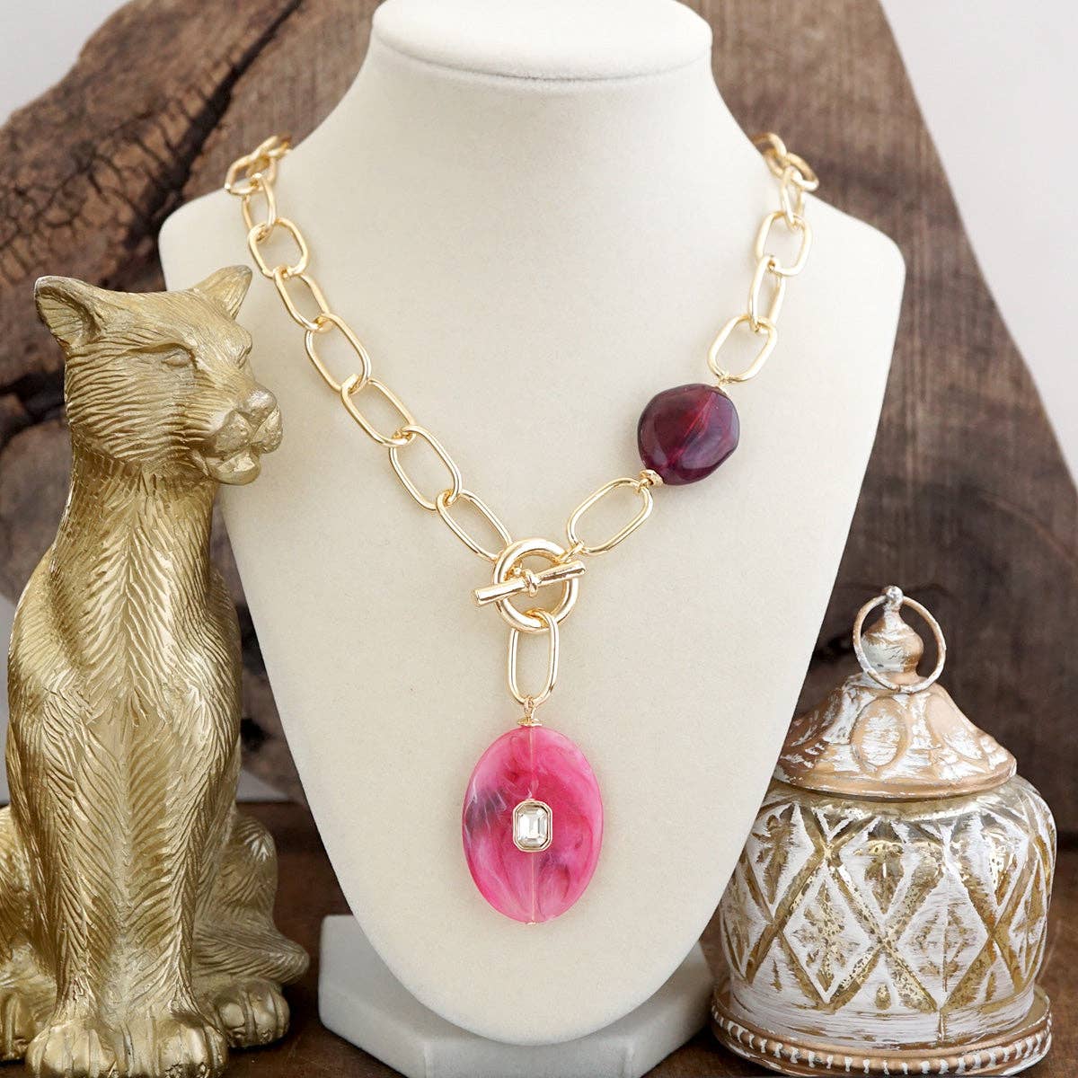 Prism Drift – Marbled Acrylic Stone Lariat Necklace