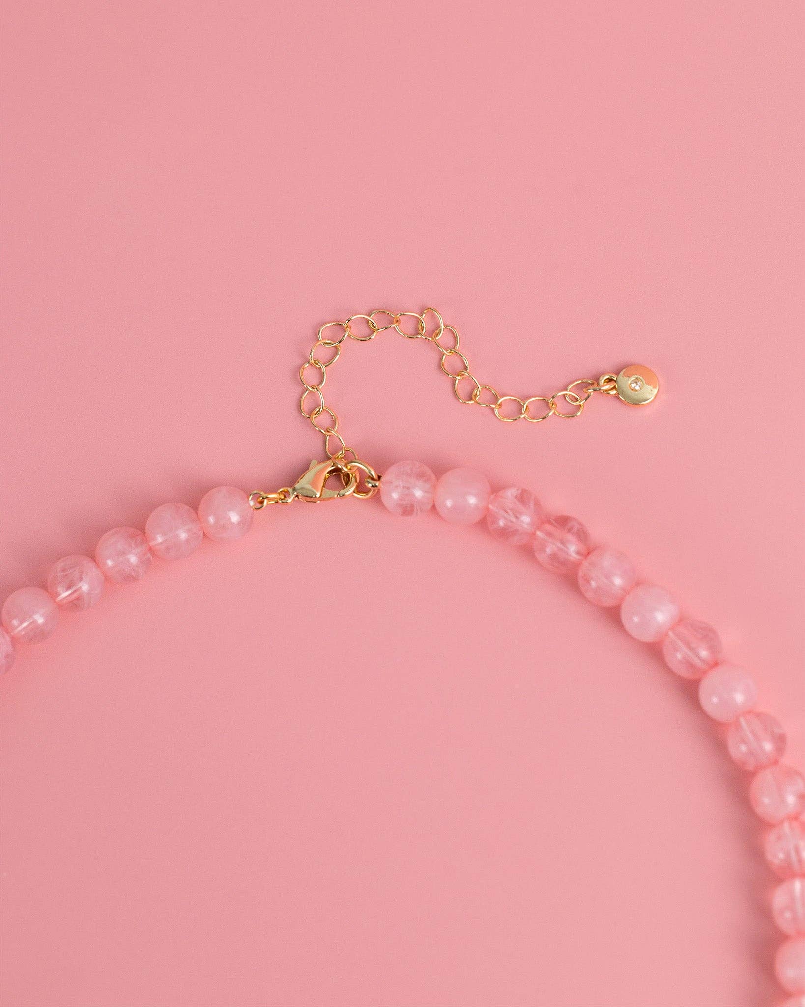 Pink Jade Marbled Valentine Heart Bead Necklace