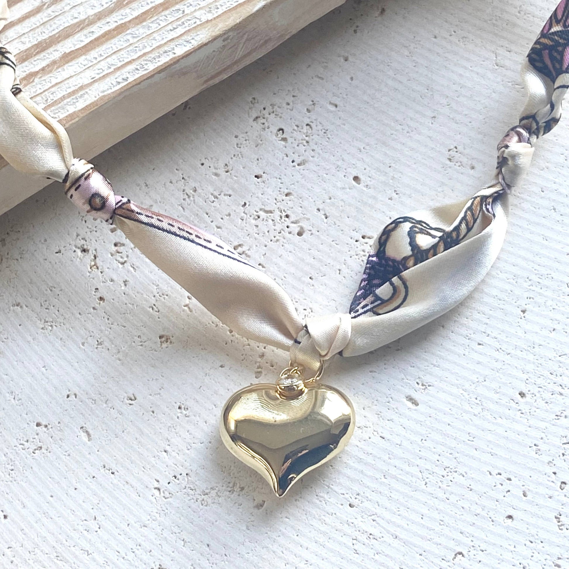 Scarf Necklace w/ Charms + Pendants